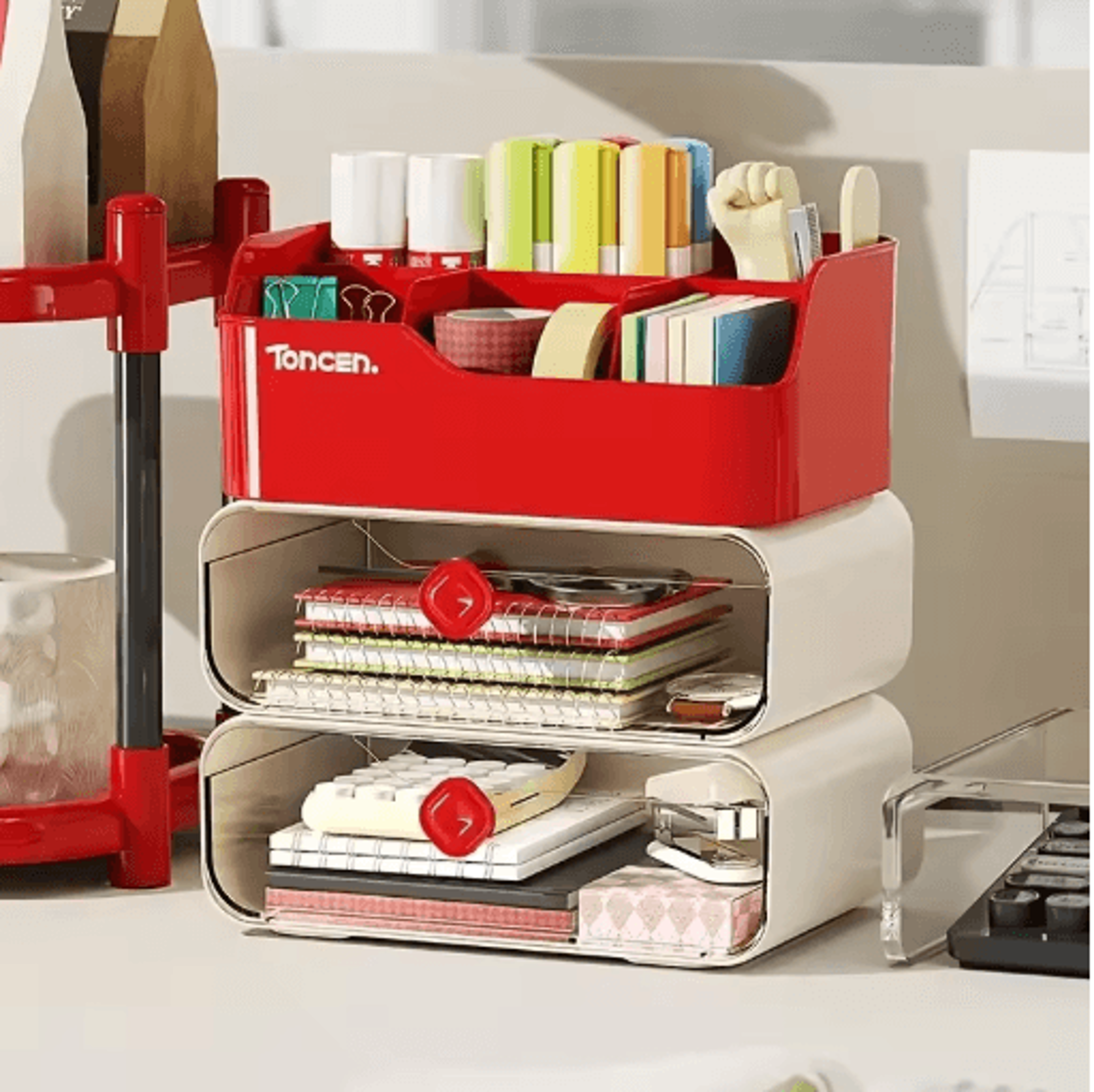 3 Layer Desk Organizer With Drawers For Office And School Supplies 0