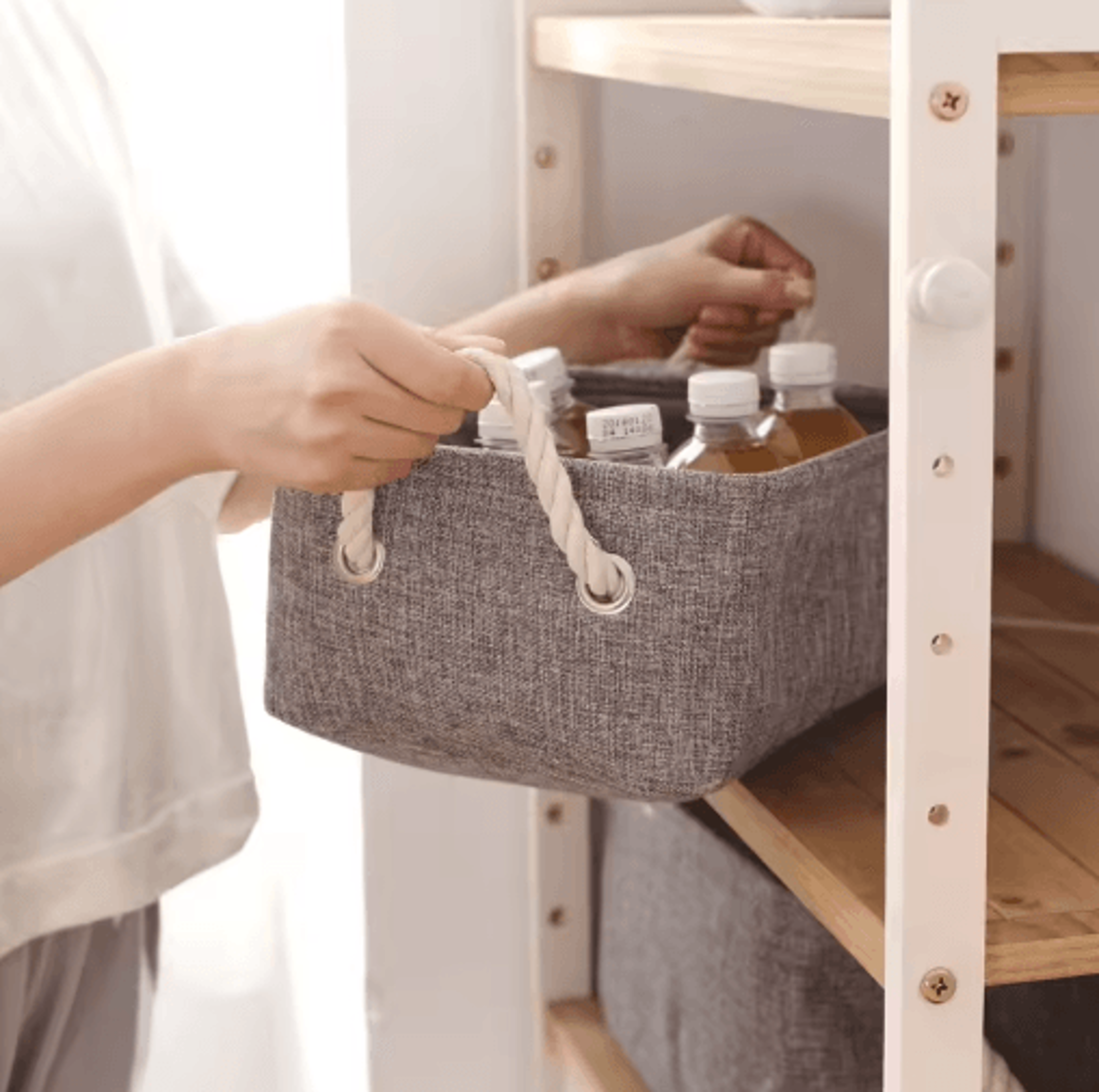 Foldable Linen Storage Basket For Closet Office And Bedroom Organization 8