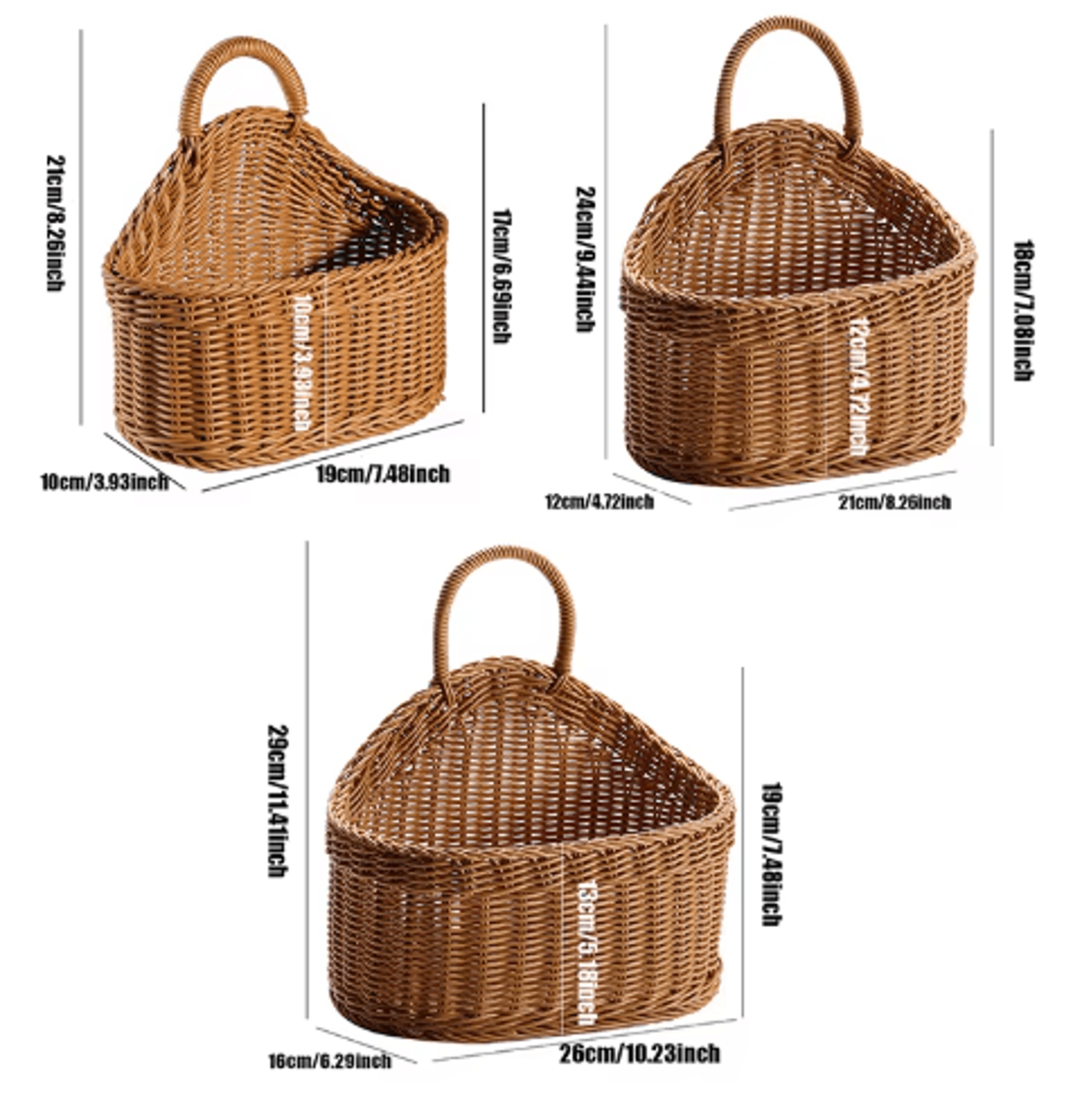Wall Mounted Rattan Style Fruit And Vegetable Hanging Basket 6