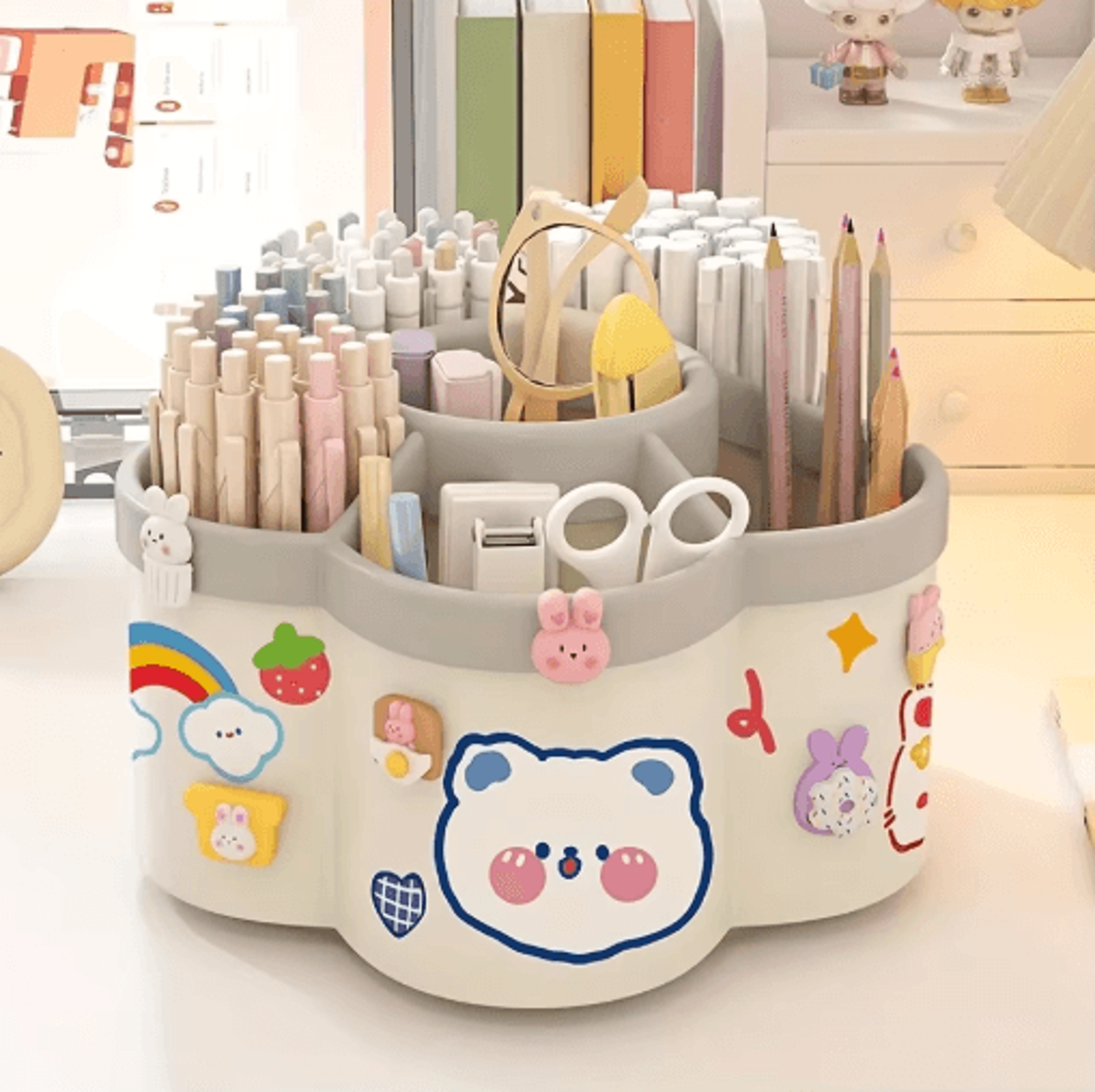 360 Degree Rotating Desk Organizer Multi Compartment Storage Caddy 8