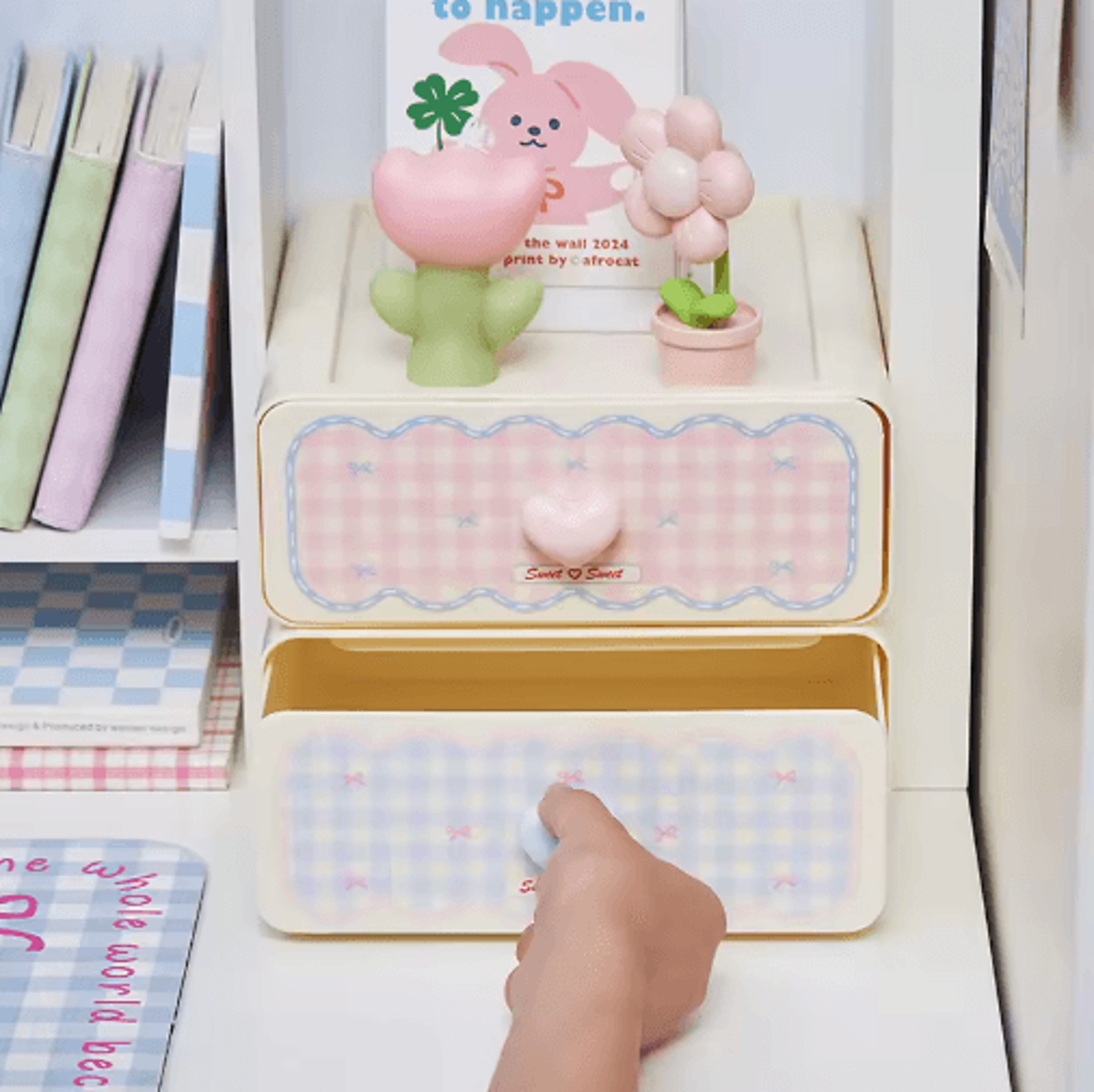 Sweetheart Pink Drawer Storage Box Desktop Makeup And Desk Organizer 6