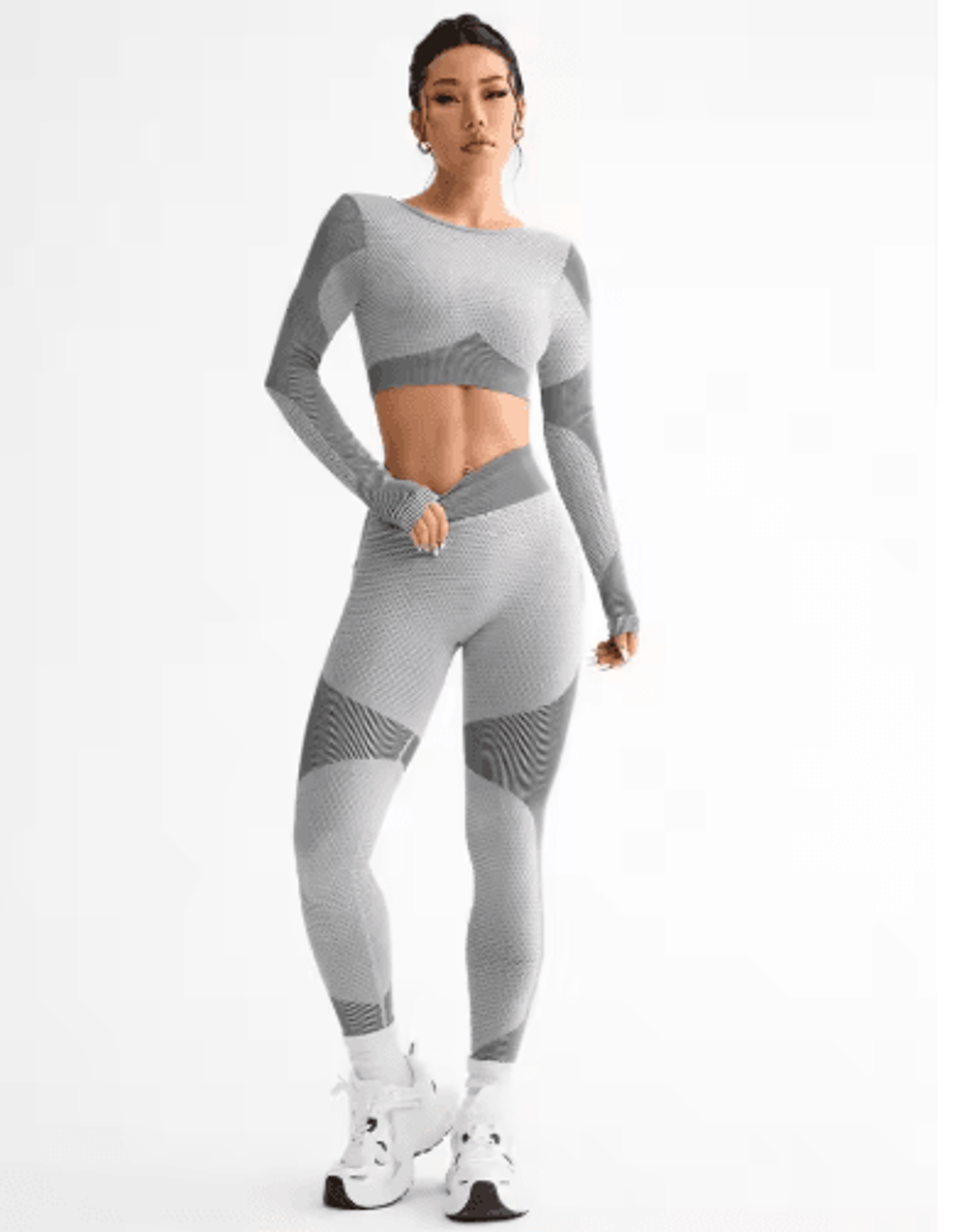 2Piece Seamless Womens Yoga  Running Set Breathable Fitness Suit 1
