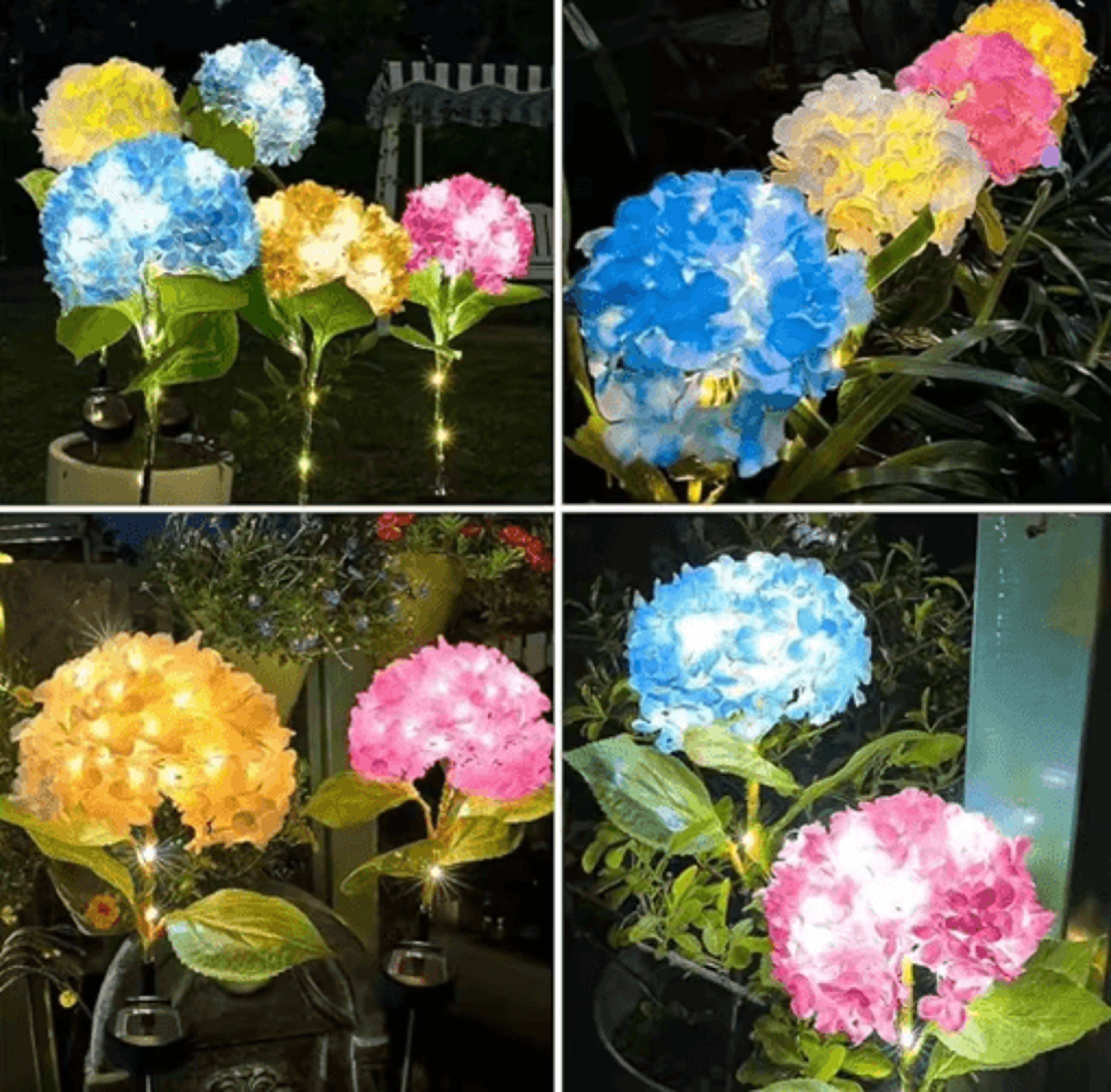 Solar Hydrangea Garden Lights Waterproof LED Flower Stake Pathway Decor 4