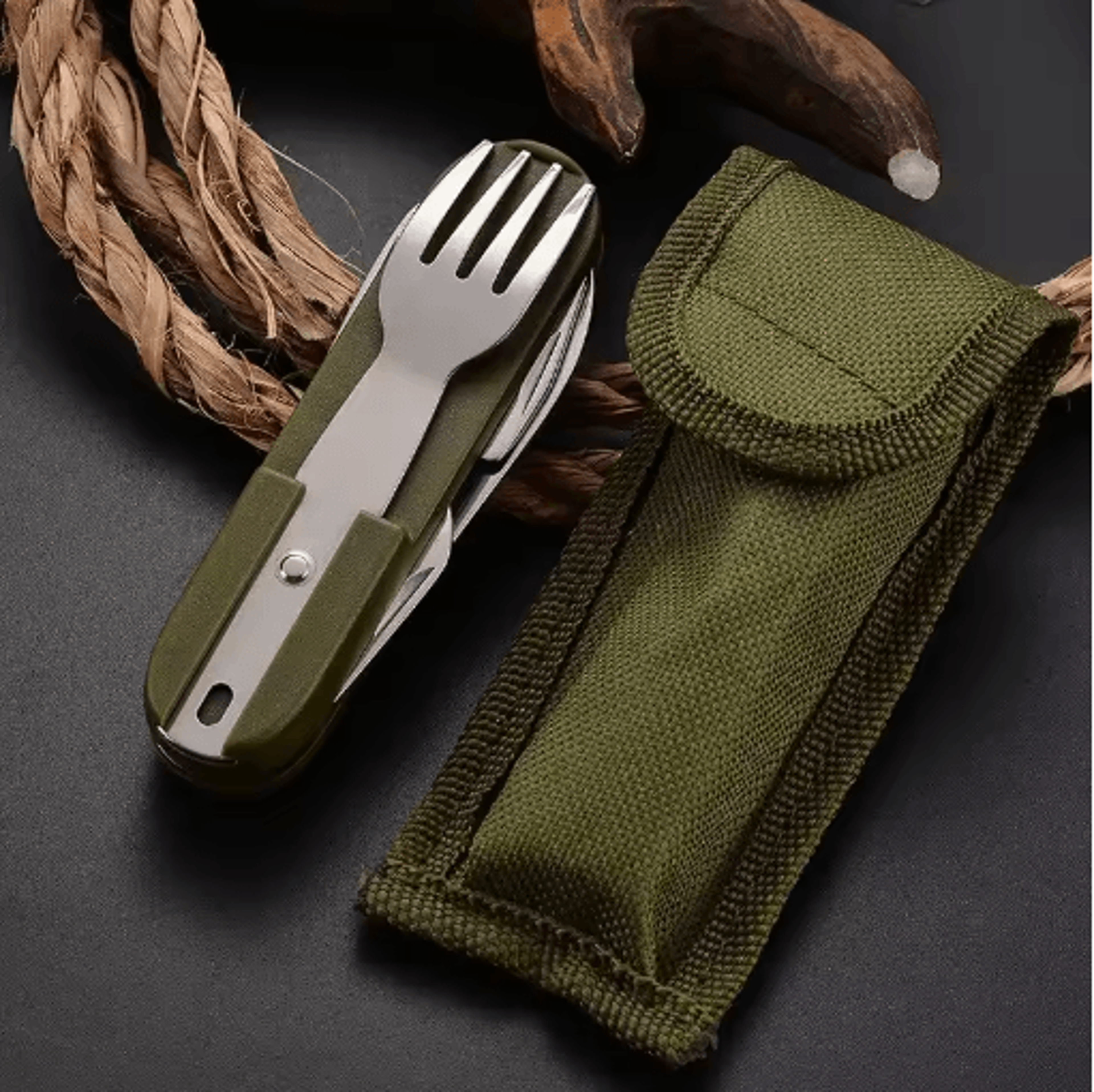 TrailMate 7in1 Camping Utensil Foldable Stainless Steel Multi Tool Cutlery 1