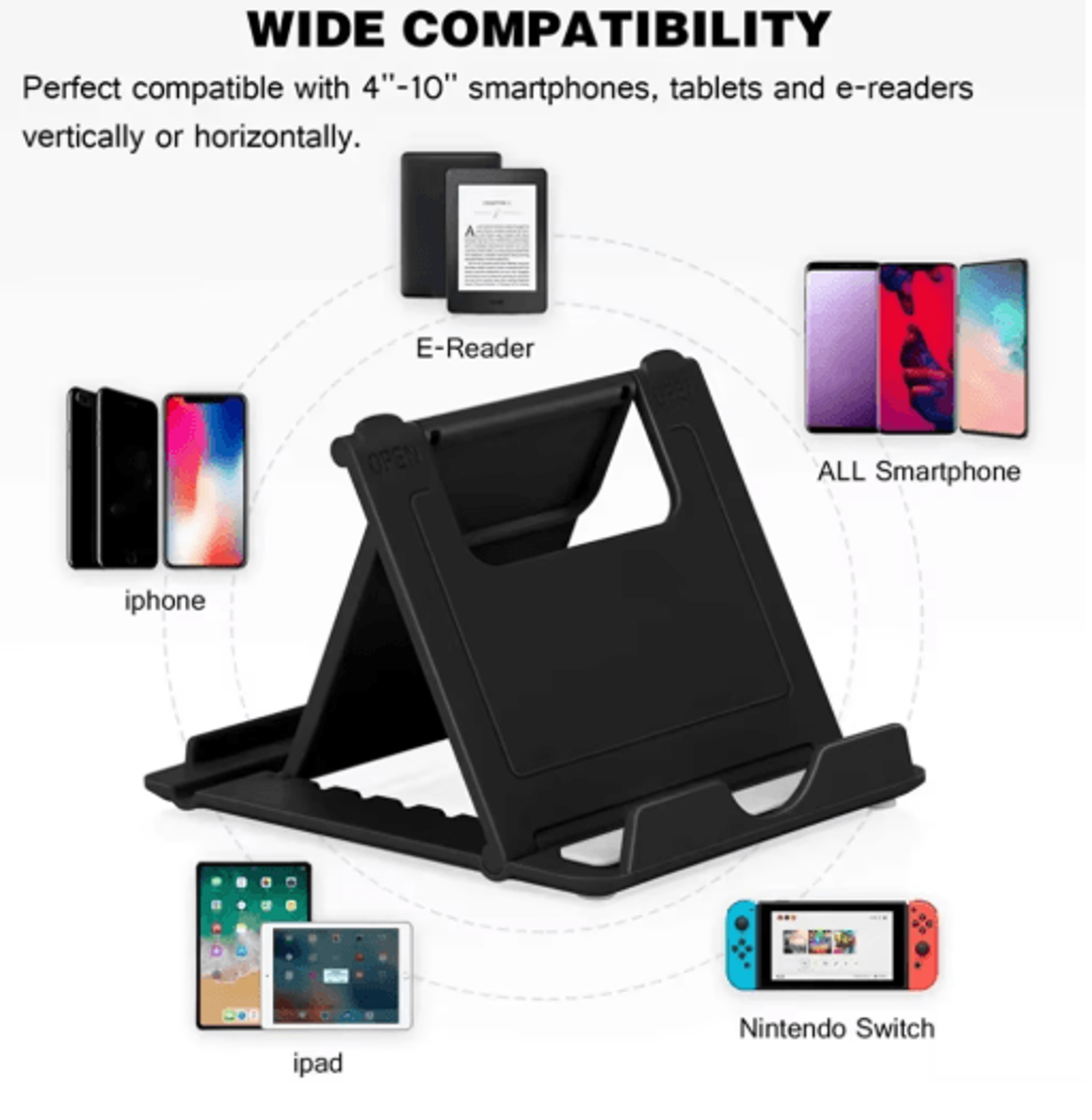 FlexFold Adjustable Phone  Tablet Stand  Folding Desktop Holder For IPhone IPad  Smartphones 6