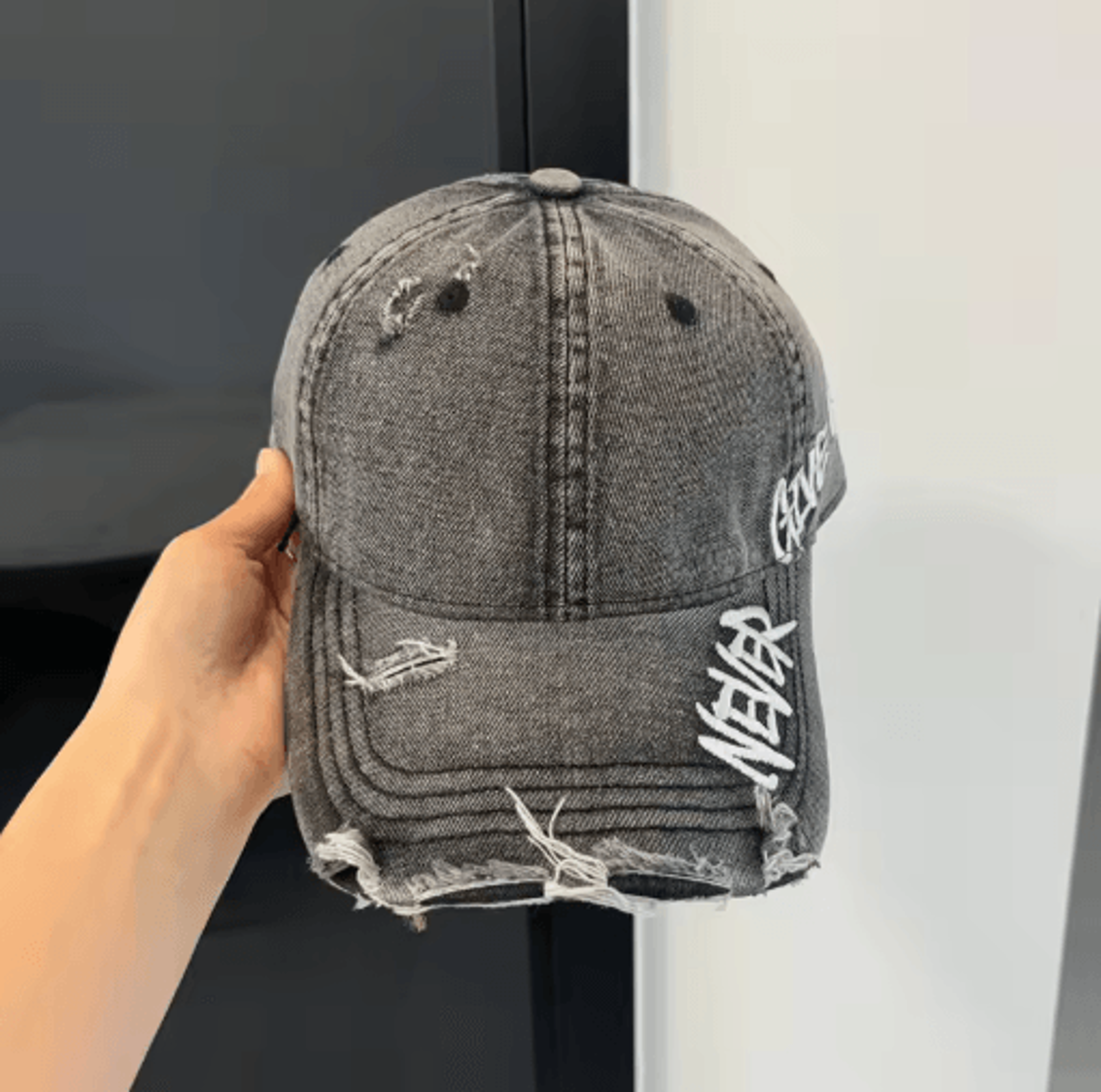 Vintage Washed Ripped Denim Baseball Cap  Unisex Hip Hop Snapback Hat 1