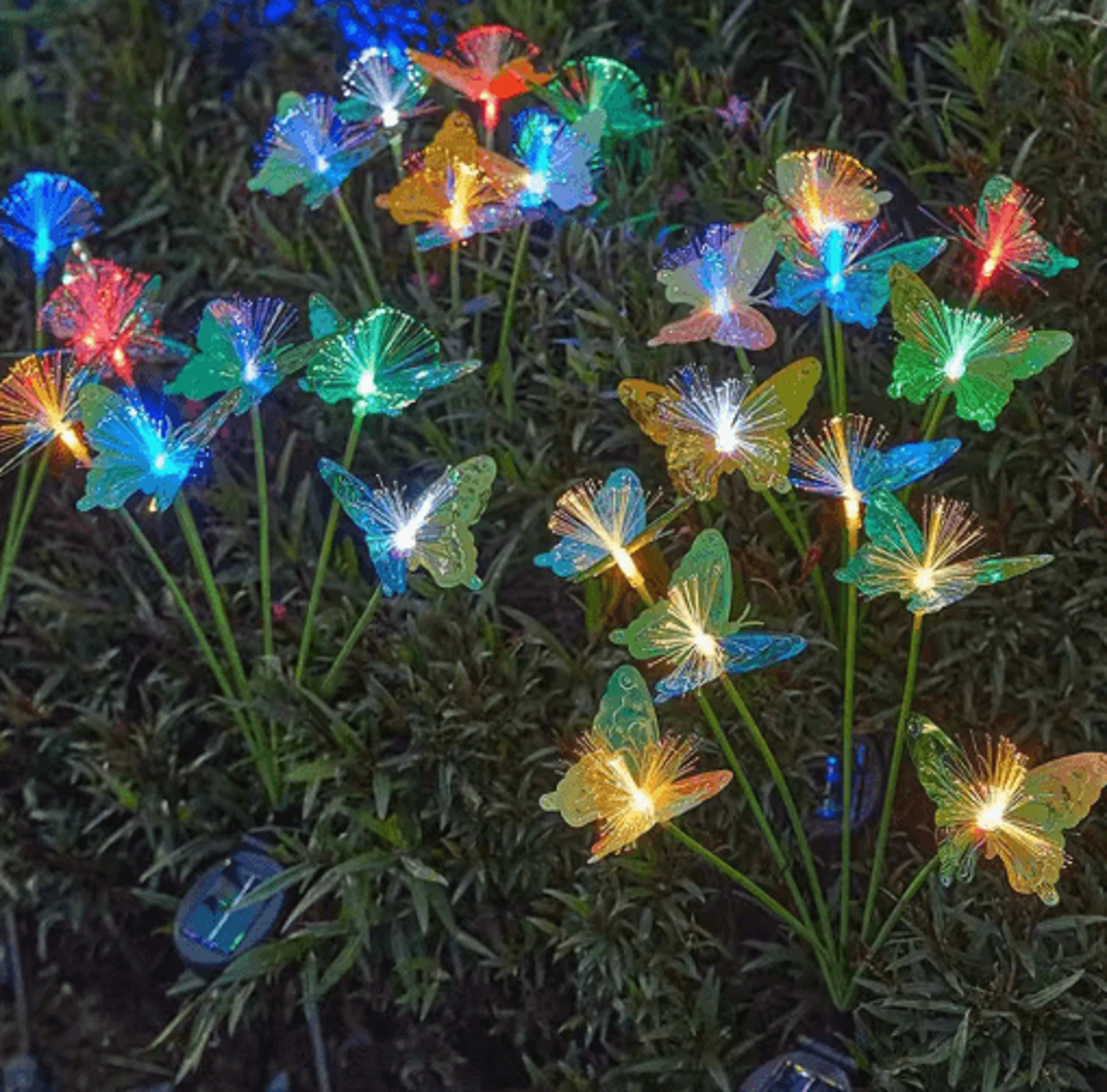 Butterfly Flower Solar Garden Stake Lights  Waterproof LED Outdoor Pathway Decor 1