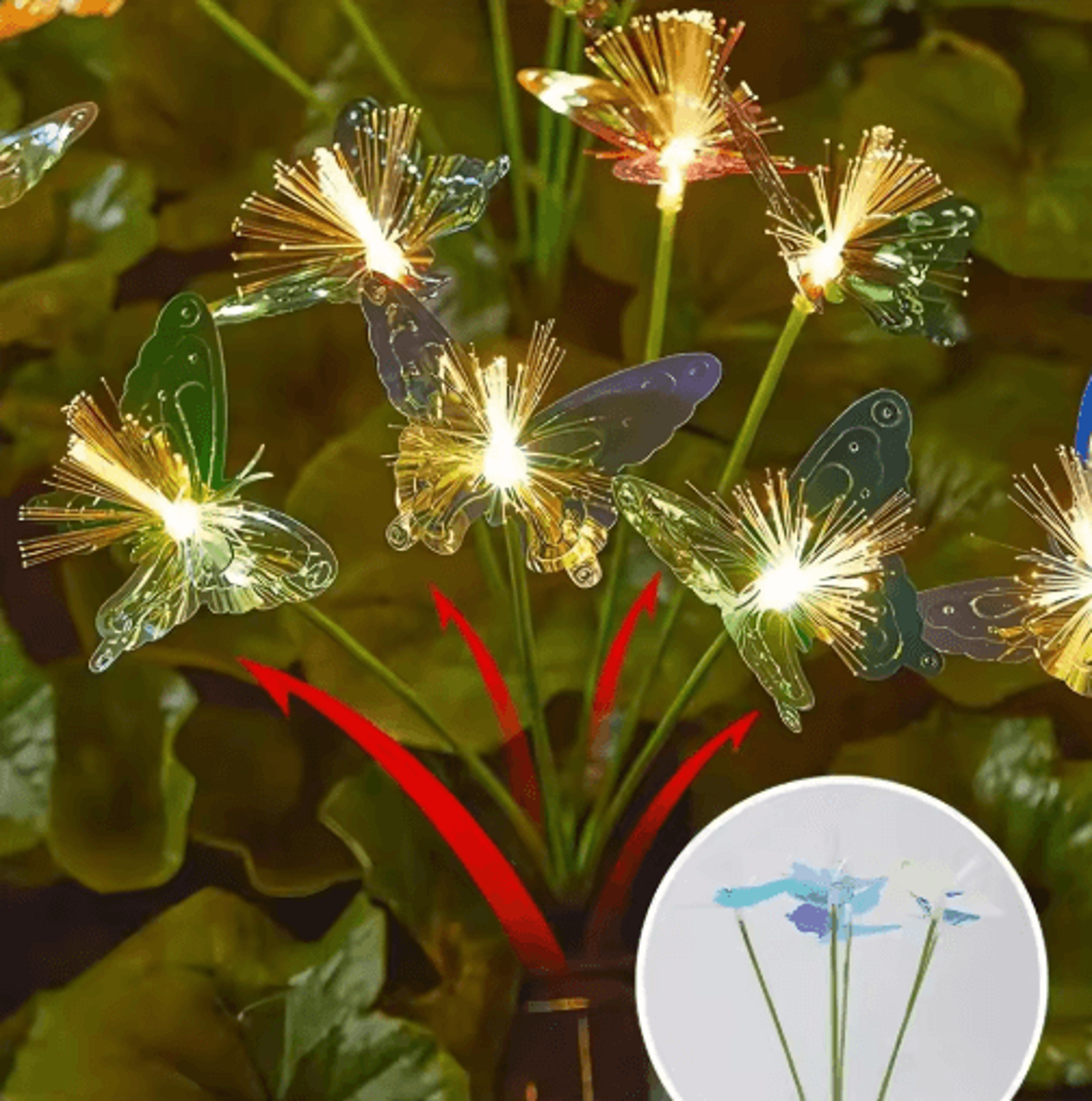 Butterfly Flower Solar Garden Stake Lights  Waterproof LED Outdoor Pathway Decor 6