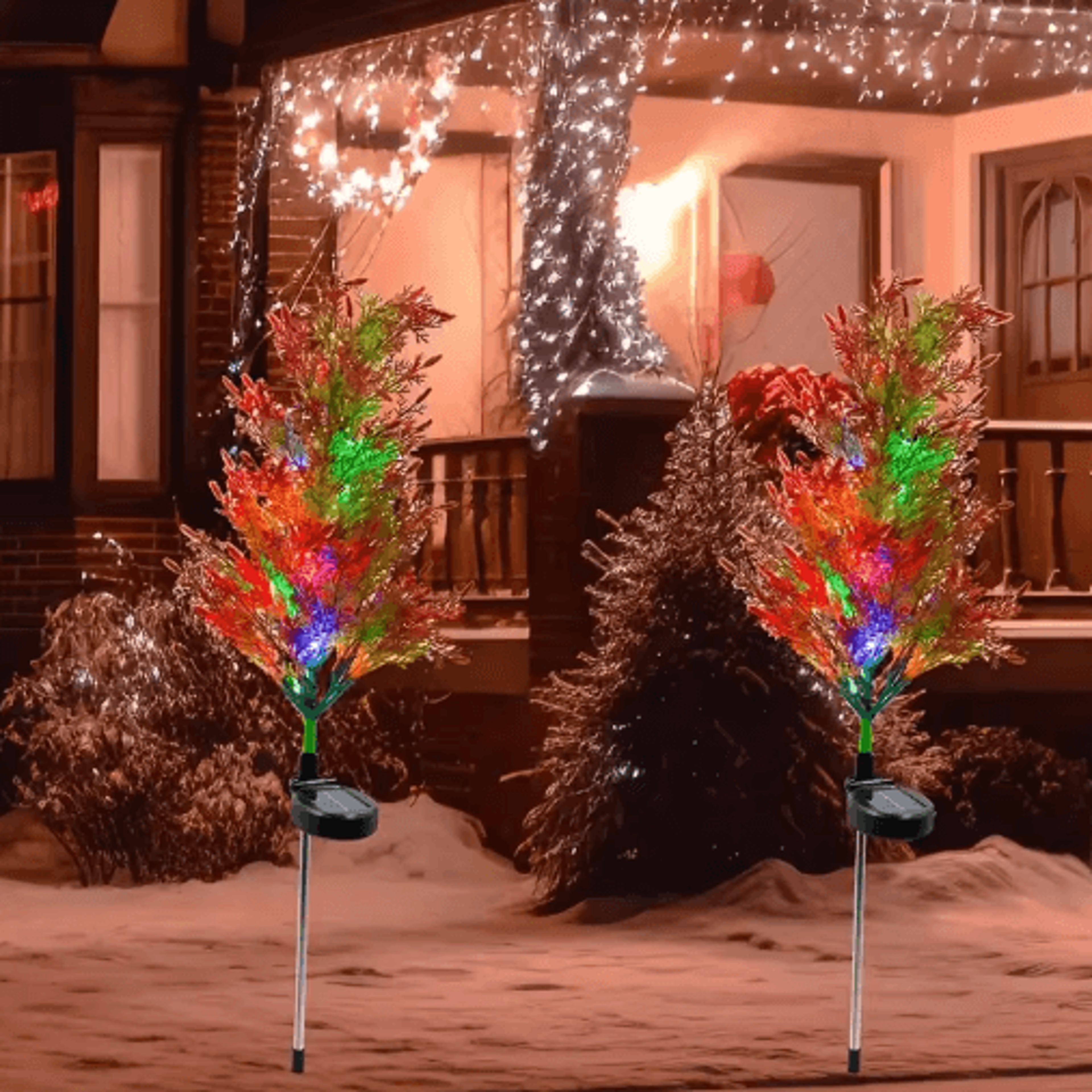 Multicolor Solar Christmas Tree Garden Lights  Outdoor Pathway  Lawn Holiday Decor 5