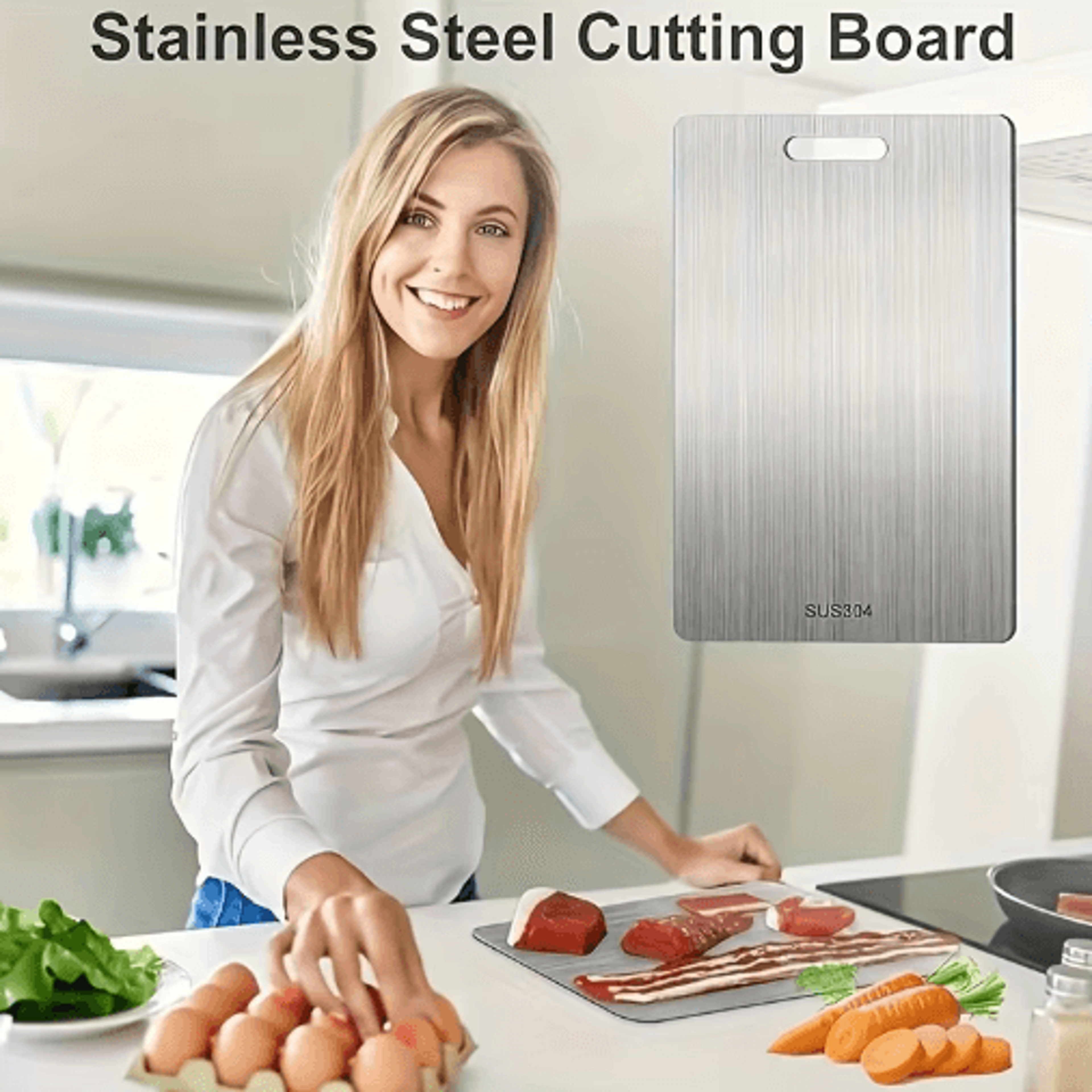 Premium Stainless Steel Cutting Board Set For Meat Vegetables  Bread 3