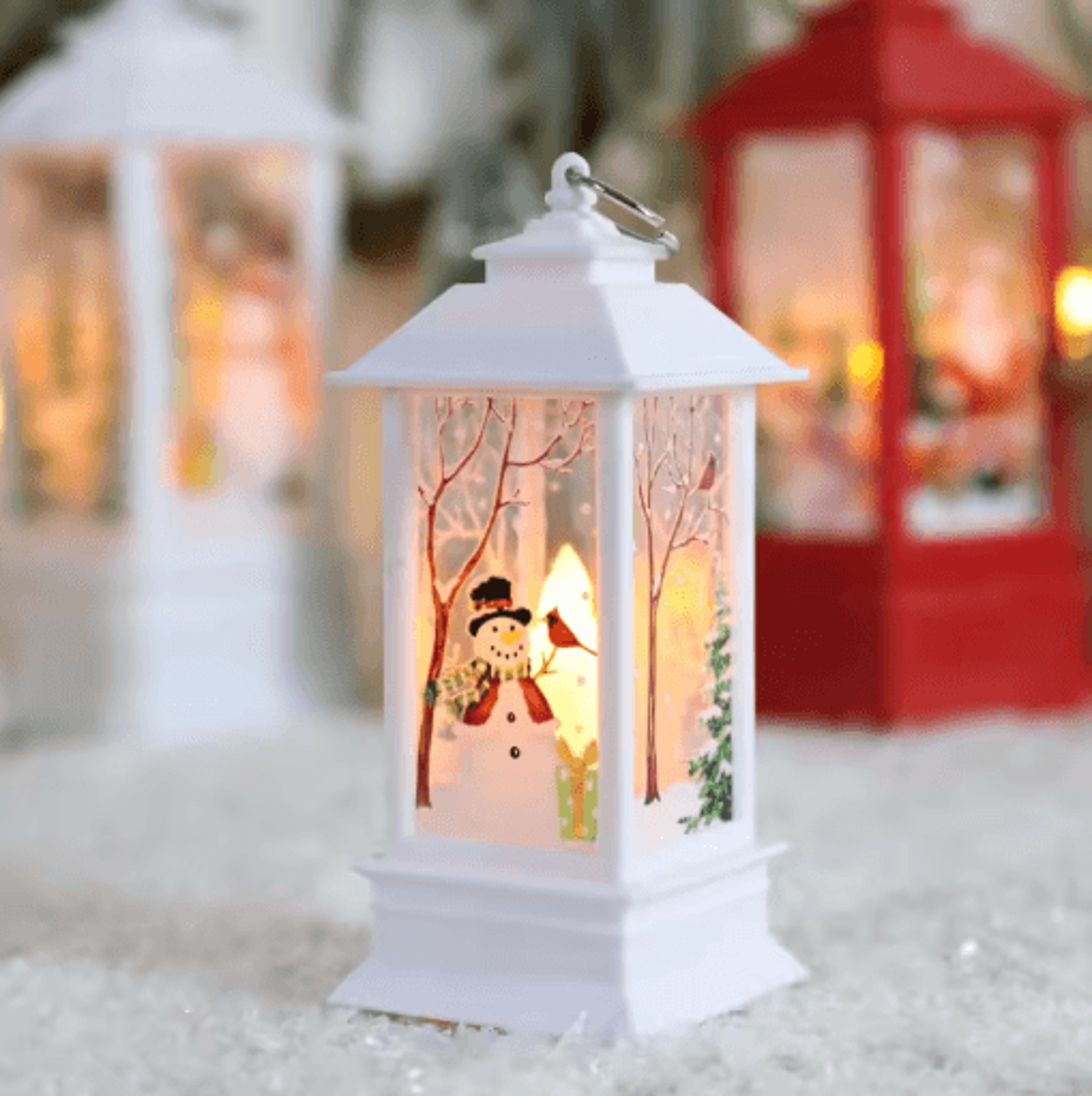 Festive Christmas Lantern Night Lights Santa Elk  Snowman Table Decor 2