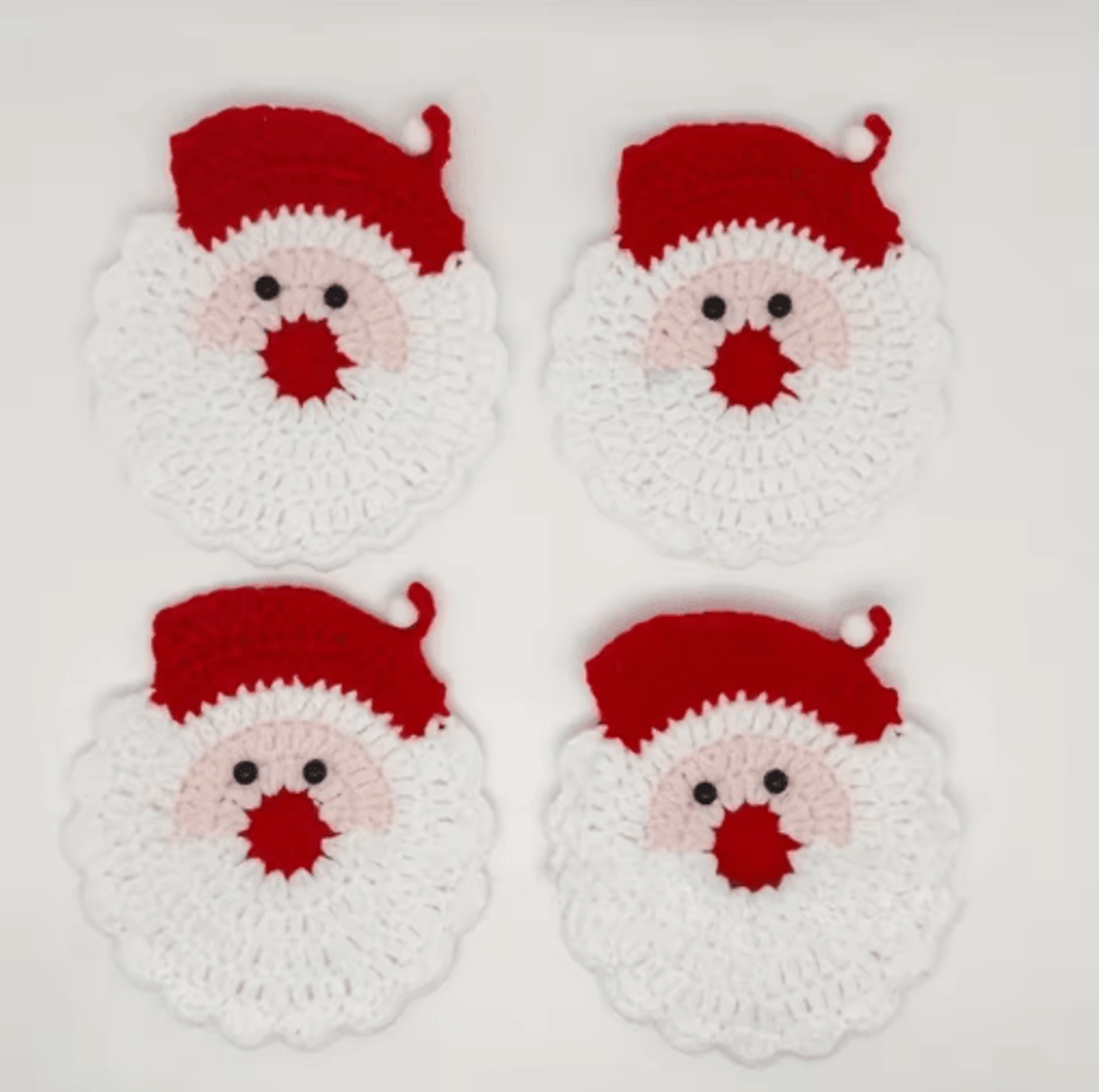 Handmade Crochet Santa Coaster Festive Heat Resistant Christmas Drink Mat 6