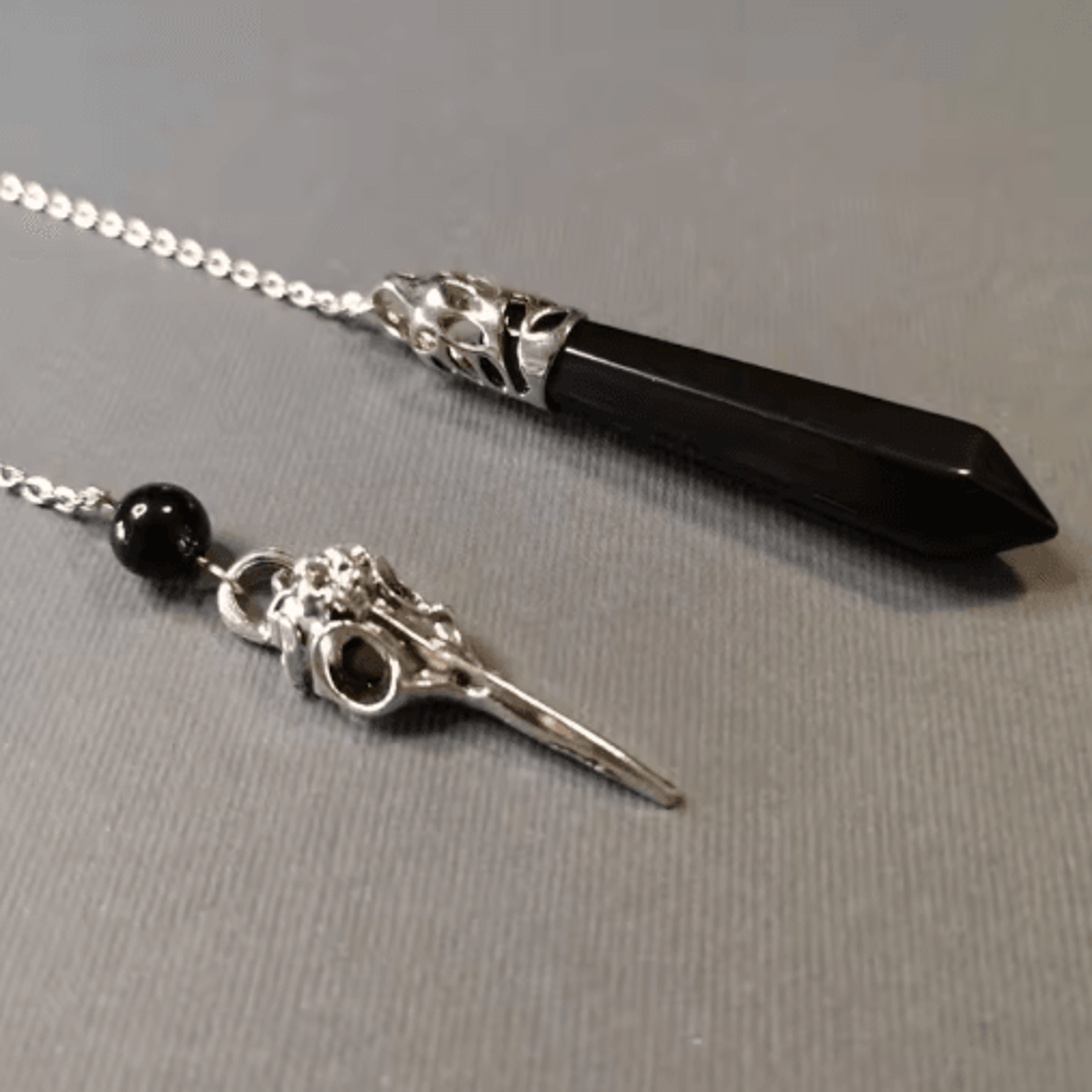 MysticChain Obsidian Pendulum Necklace  Vintage Black Obsidian Pendant For Divination 2