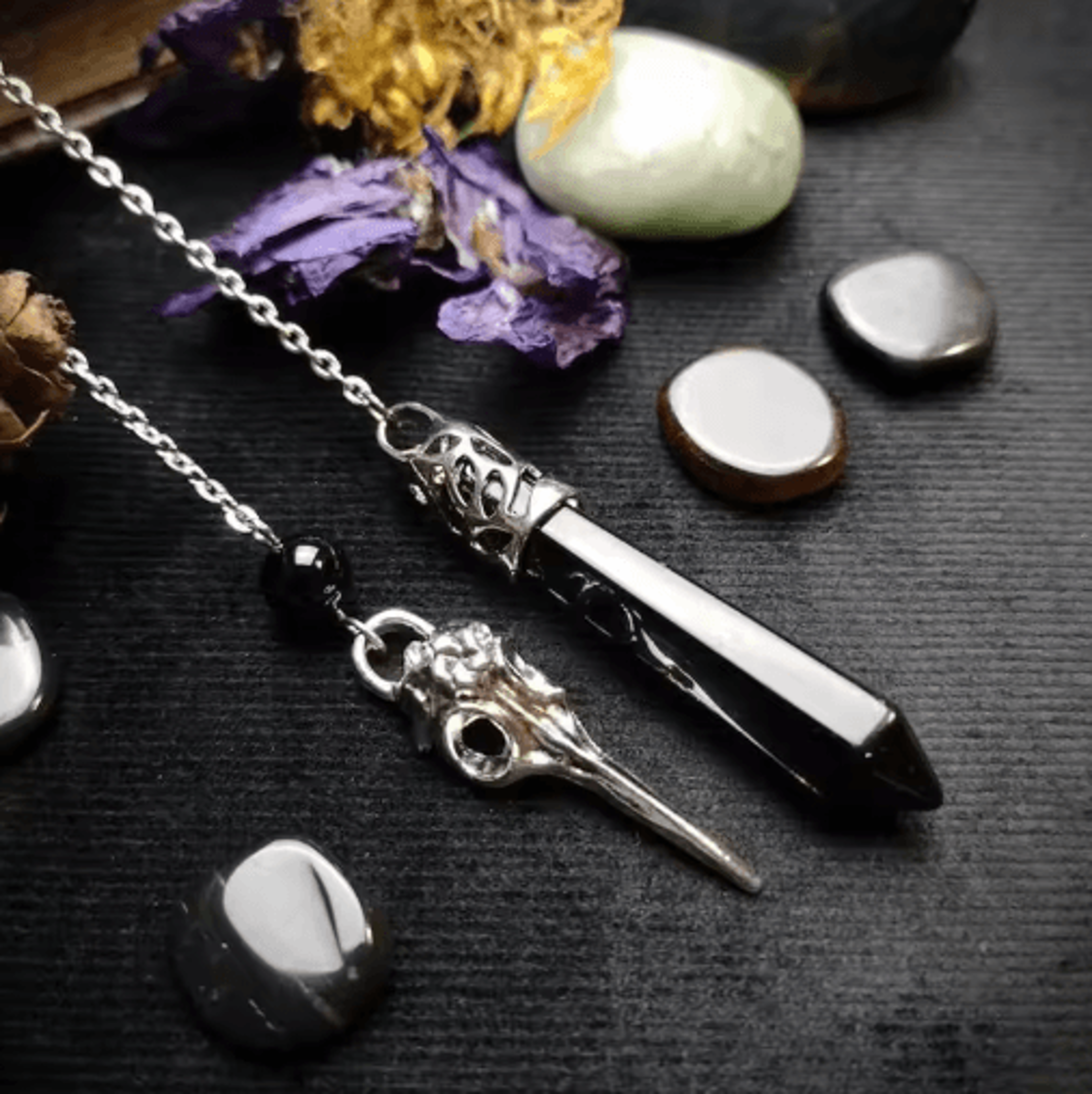 MysticChain Obsidian Pendulum Necklace  Vintage Black Obsidian Pendant For Divination 0
