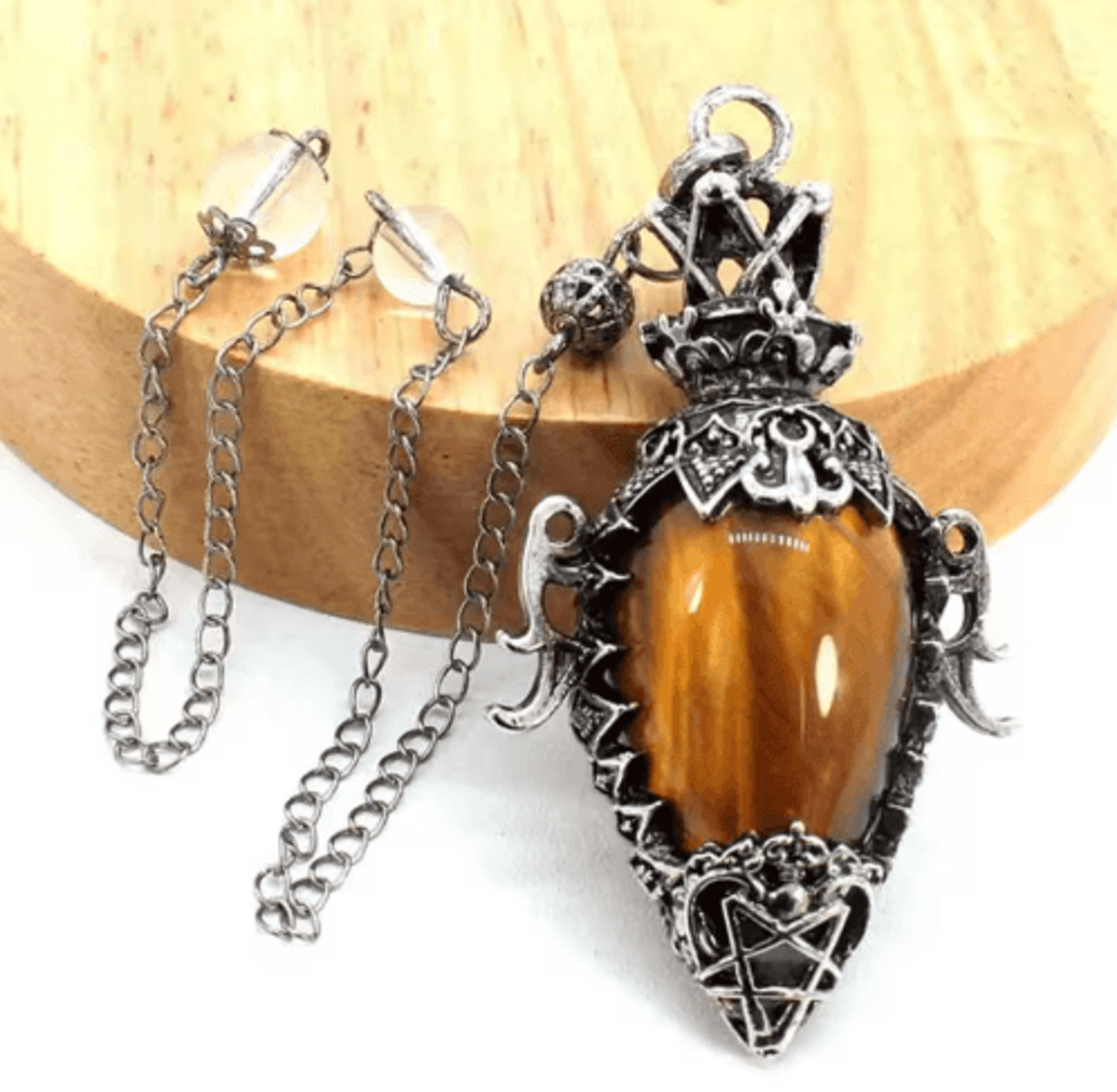 MysticDrop Crystal Pendulum Necklace  Natural Dowsing Pendulum Water Drop Stone 5