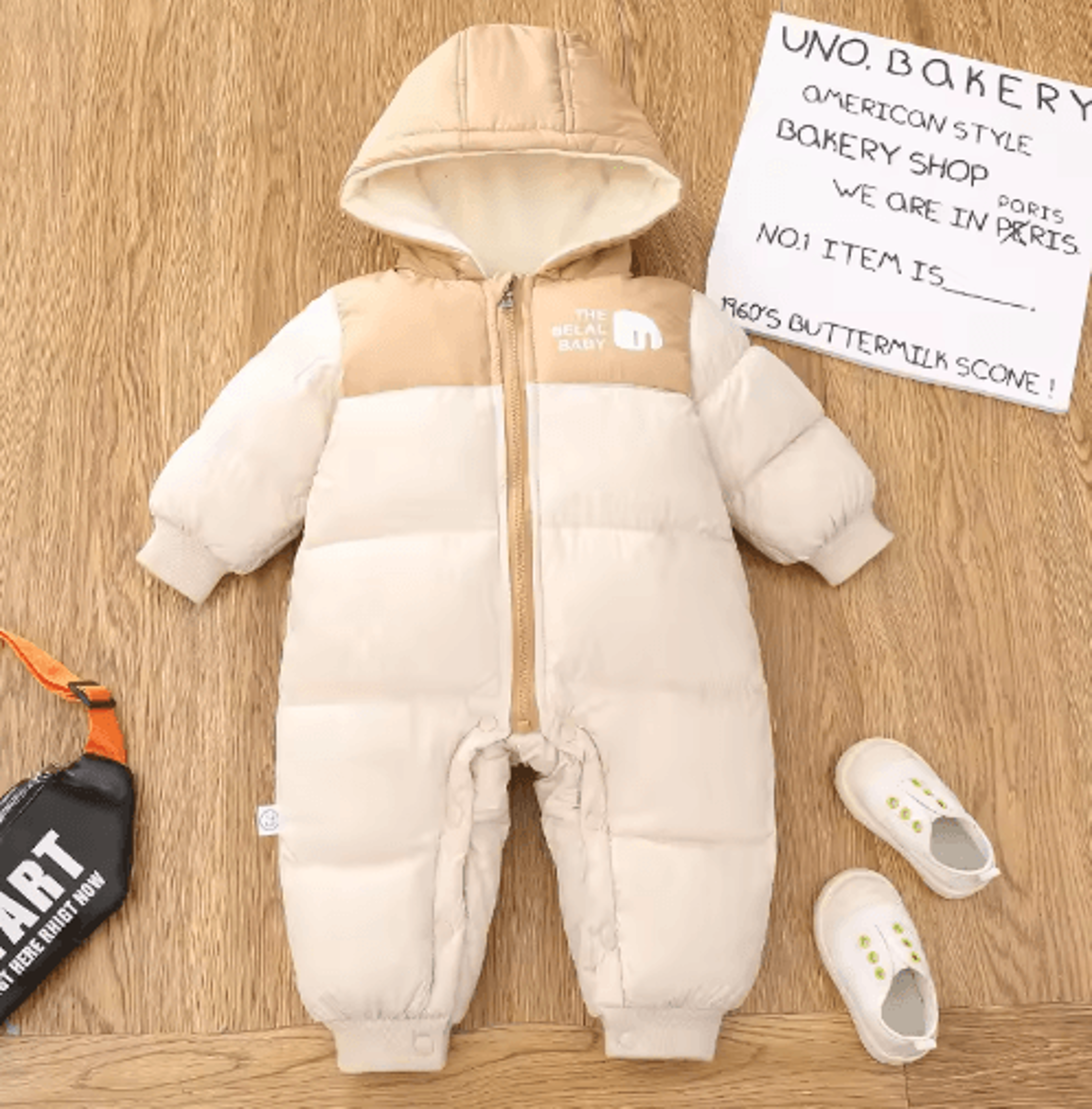 Girls Plush Hooded Ski Snowsuit  Thick Warm Winter Jumpsuit For Babies 4