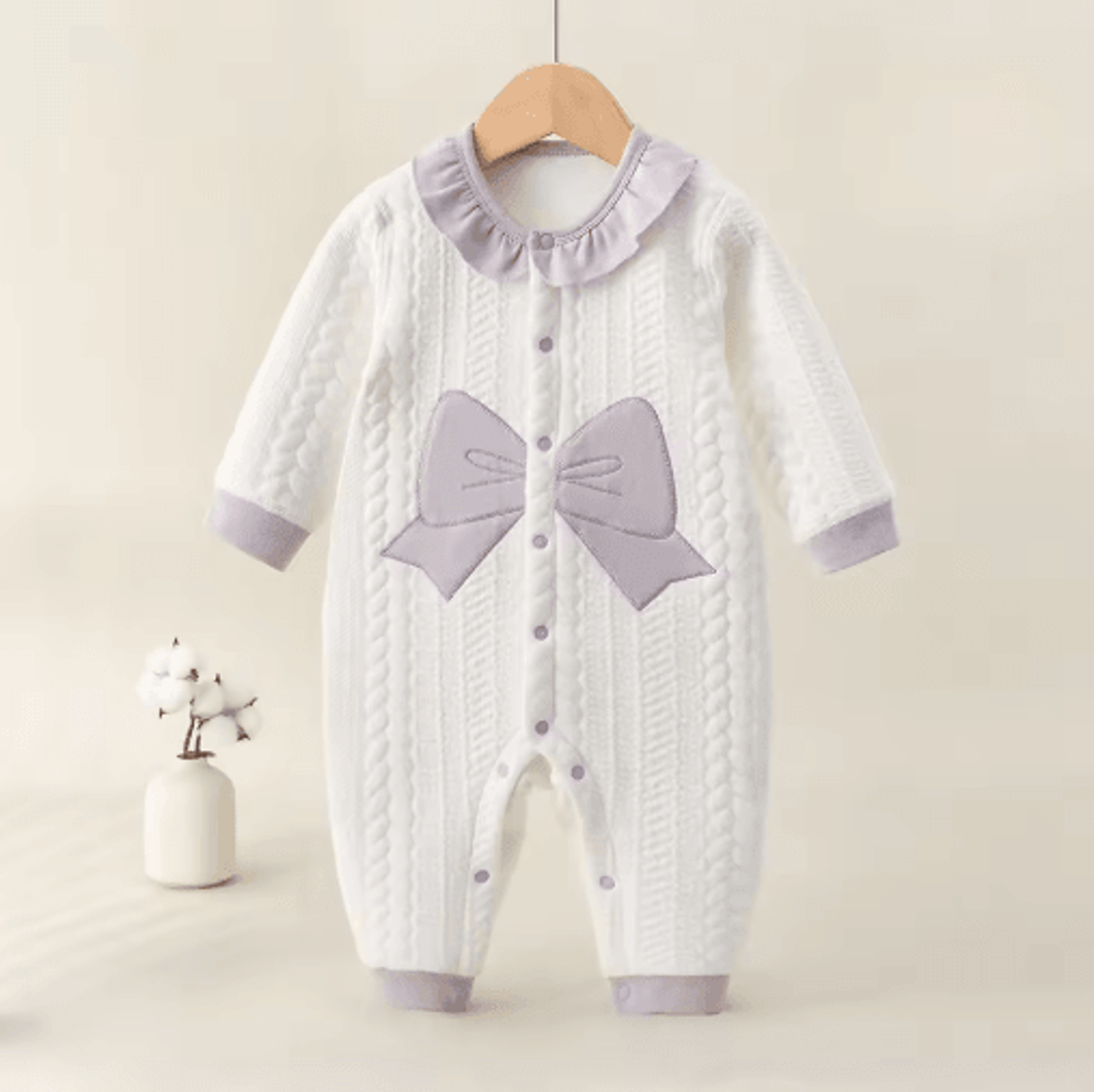 Somenie Cozy Cotton Baby Winter Jumpsuit  Soft Cotton Baby Onesie 2