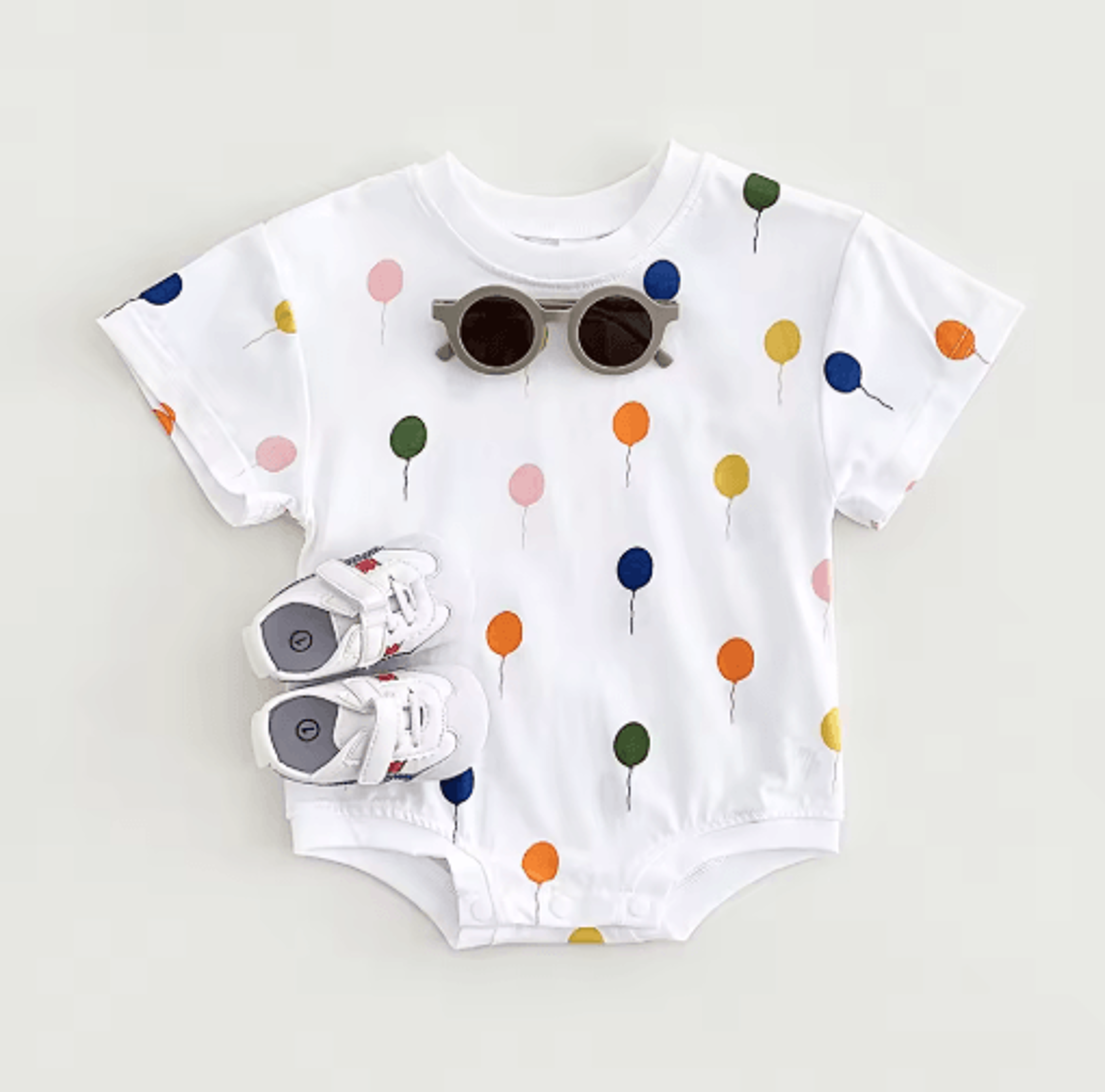 Balloon Print Baby Summer Romper  Soft Cotton Infant Bodysuit 0