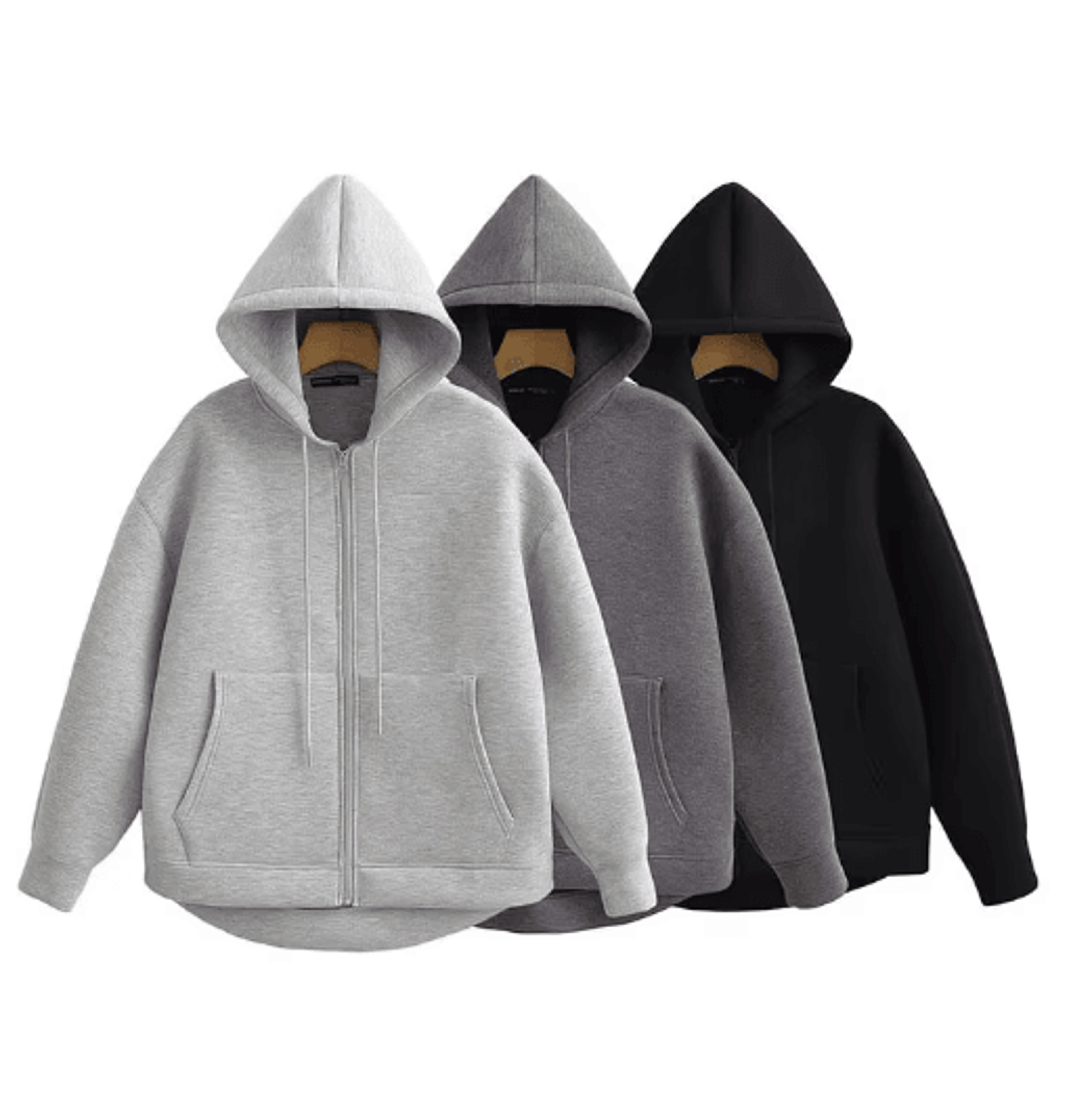 HH Autumn Women Gray Jacket With Hood Long Sleeve Big Pocket Zipper Jacket Coat Woman Loose Casual  5