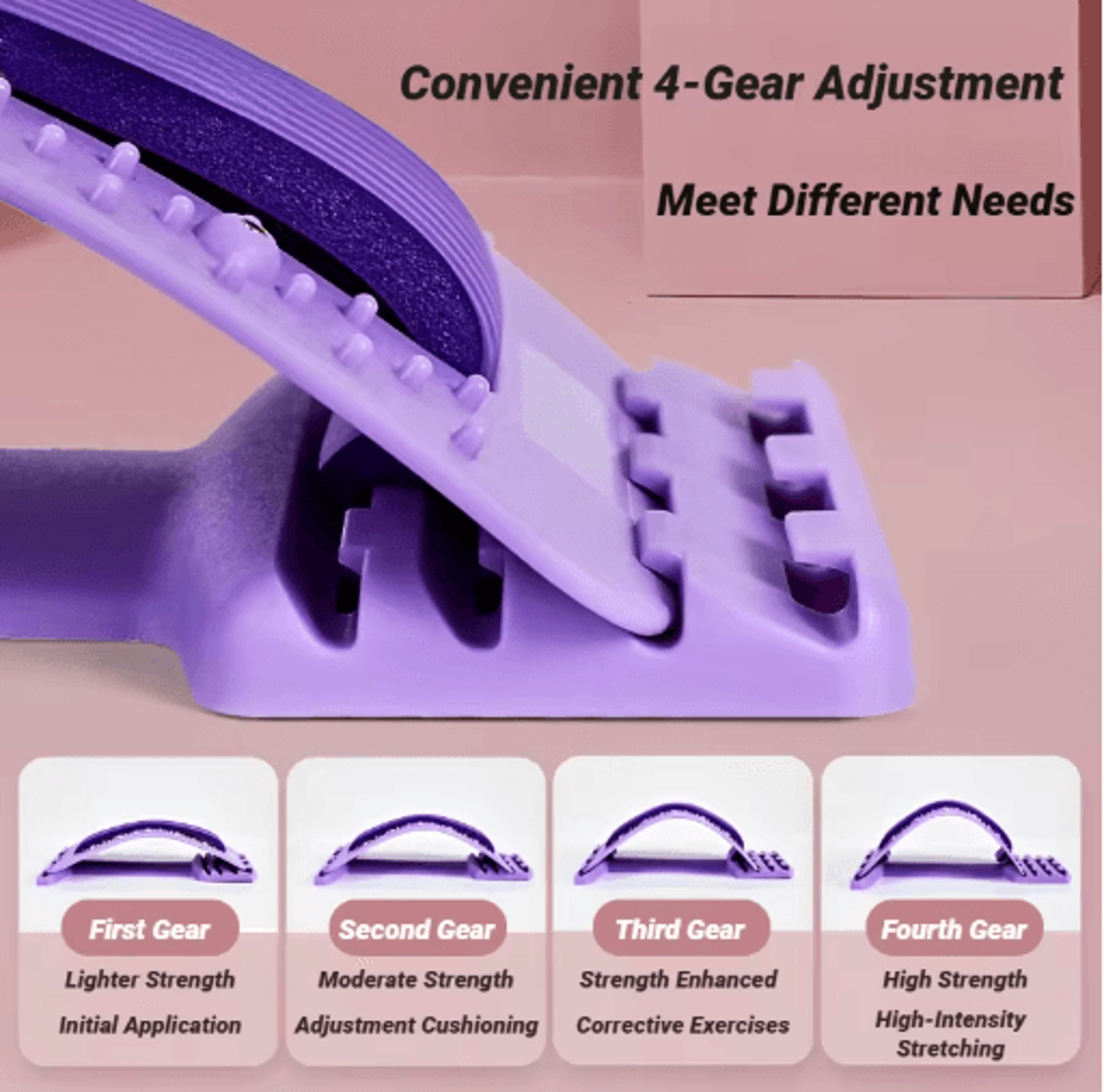 Adjustable Back Stretcher For Lumbar Support Spine Alignment  Pain Relief 5