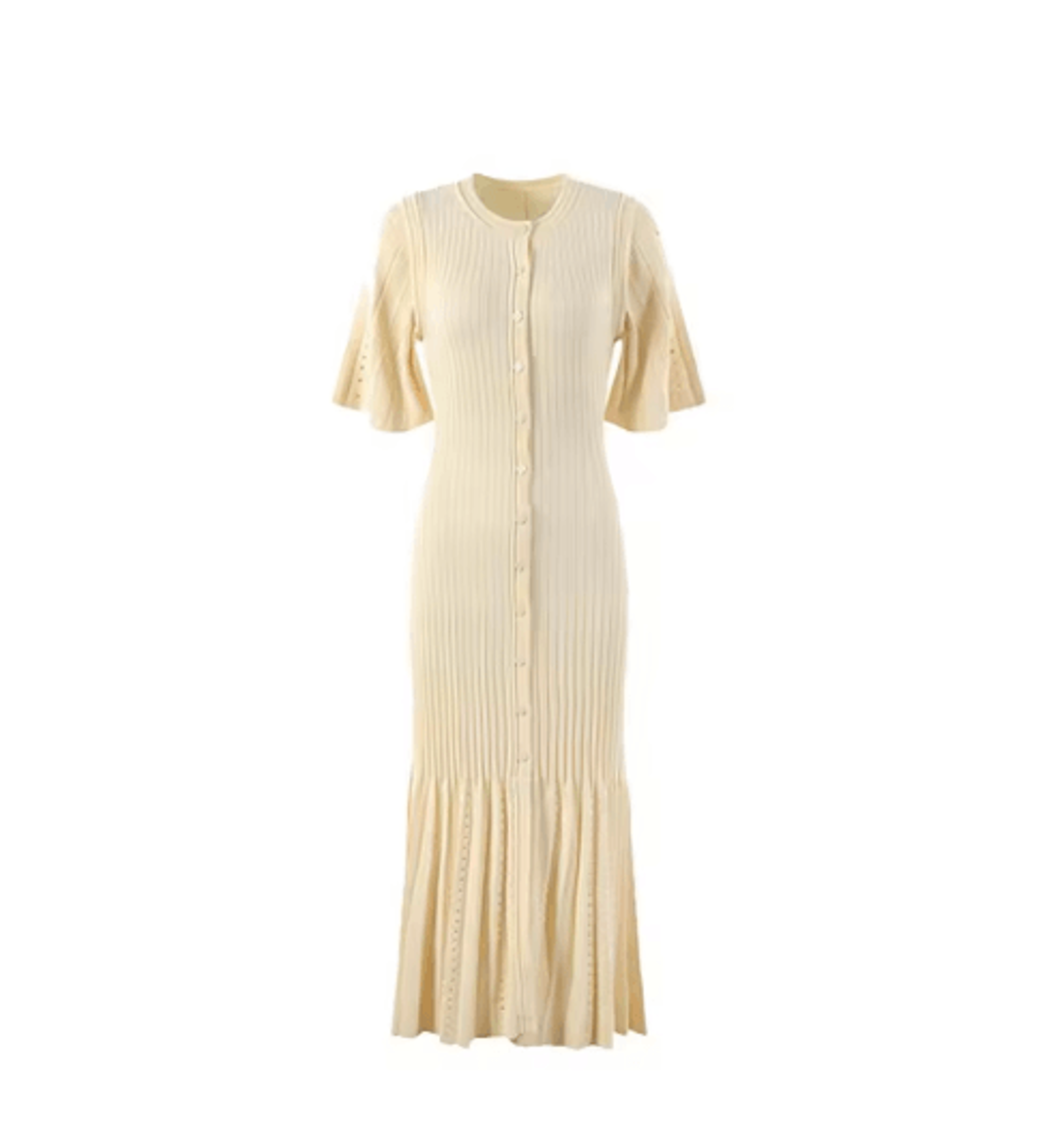 French Elegant Knitted Mermaid Dress Slimming Hollow Fish Tail Midi Dress 2