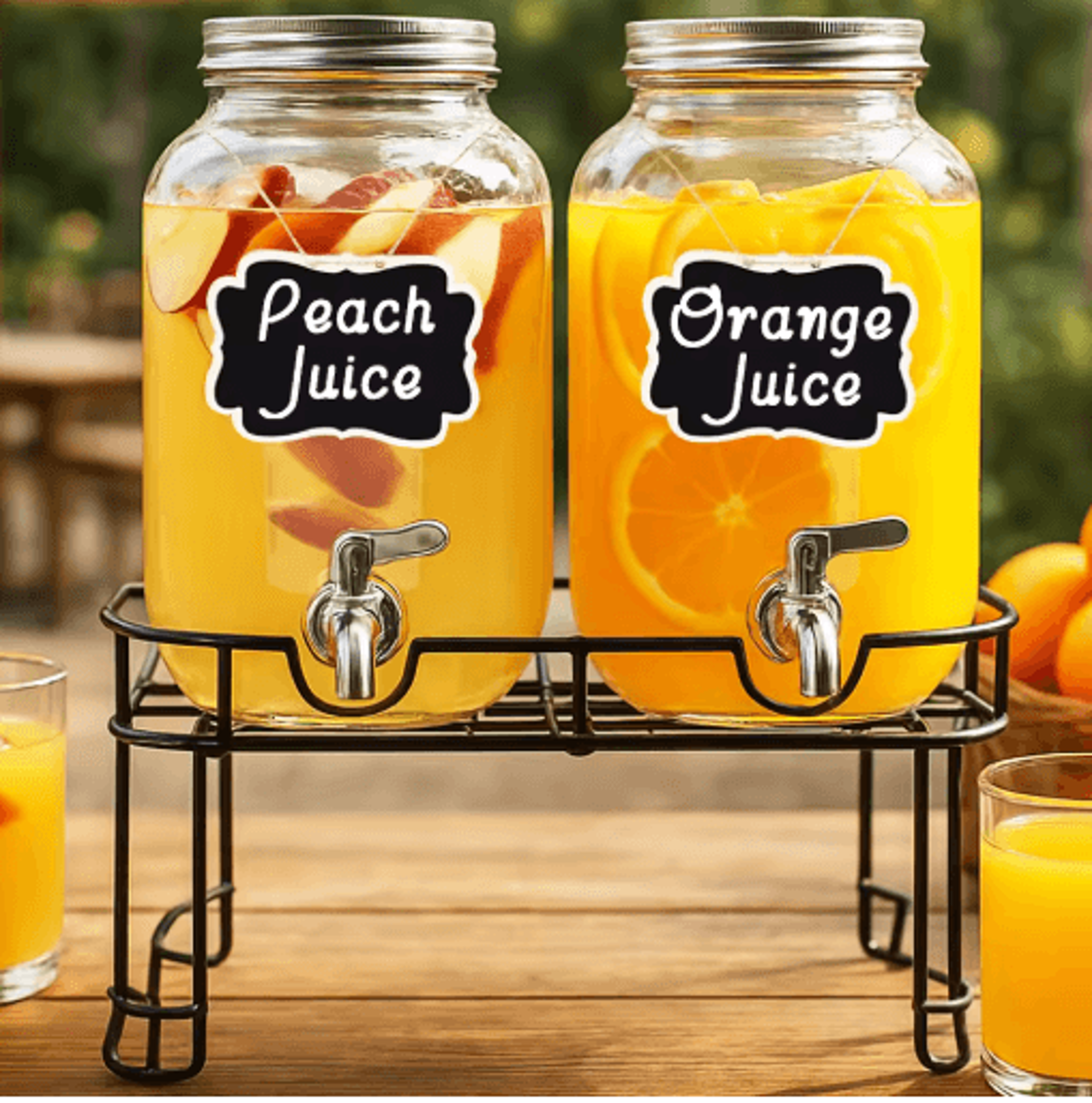 Elegant Glass Drink Dispenser Set 1 Gallon Beverage Dispenser With Stand  Steel Faucet 2 Pack 2
