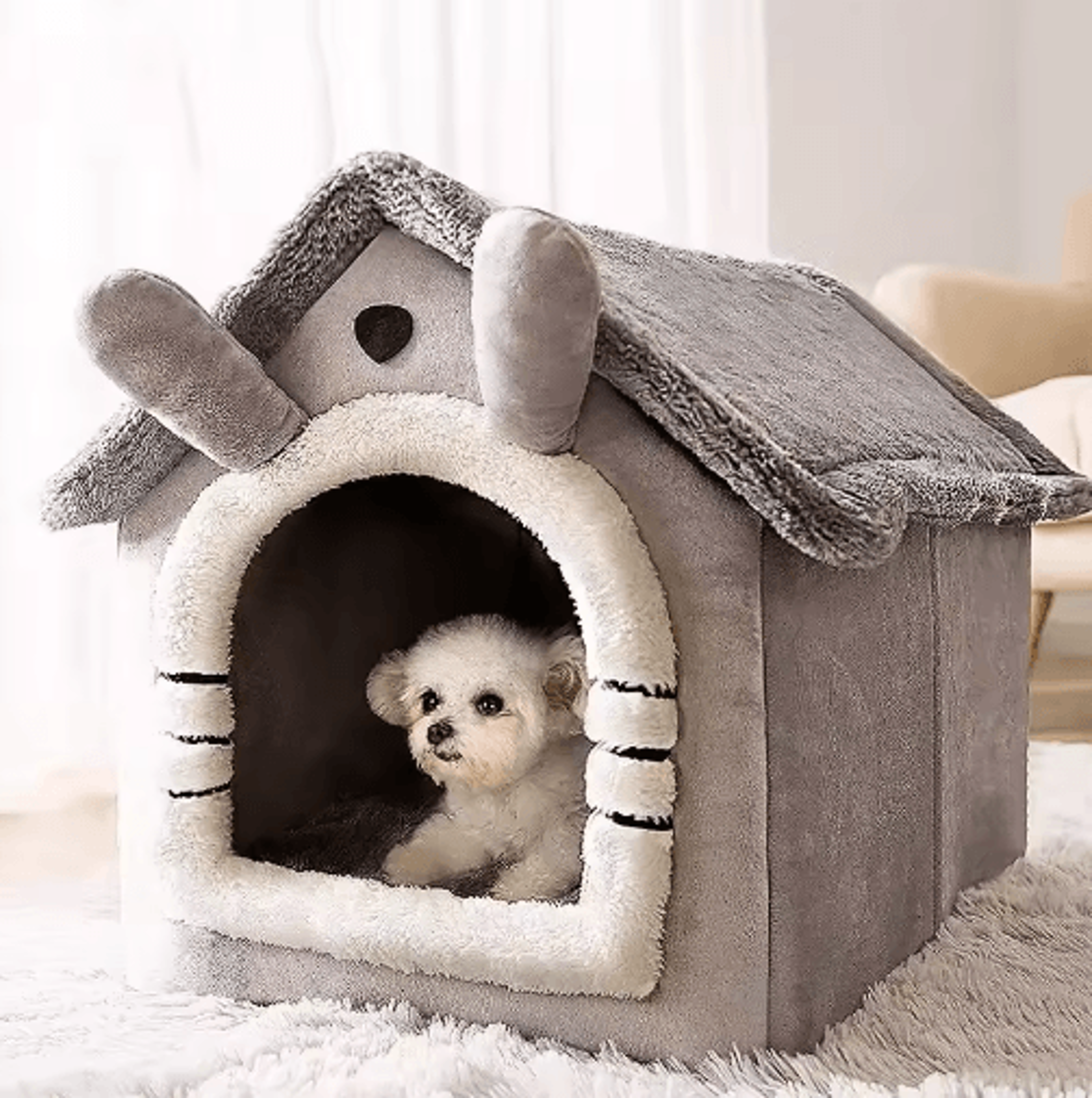 CozyFold Foldable Pet House  Warm Indoor Dog  Cat Winter Bed 4