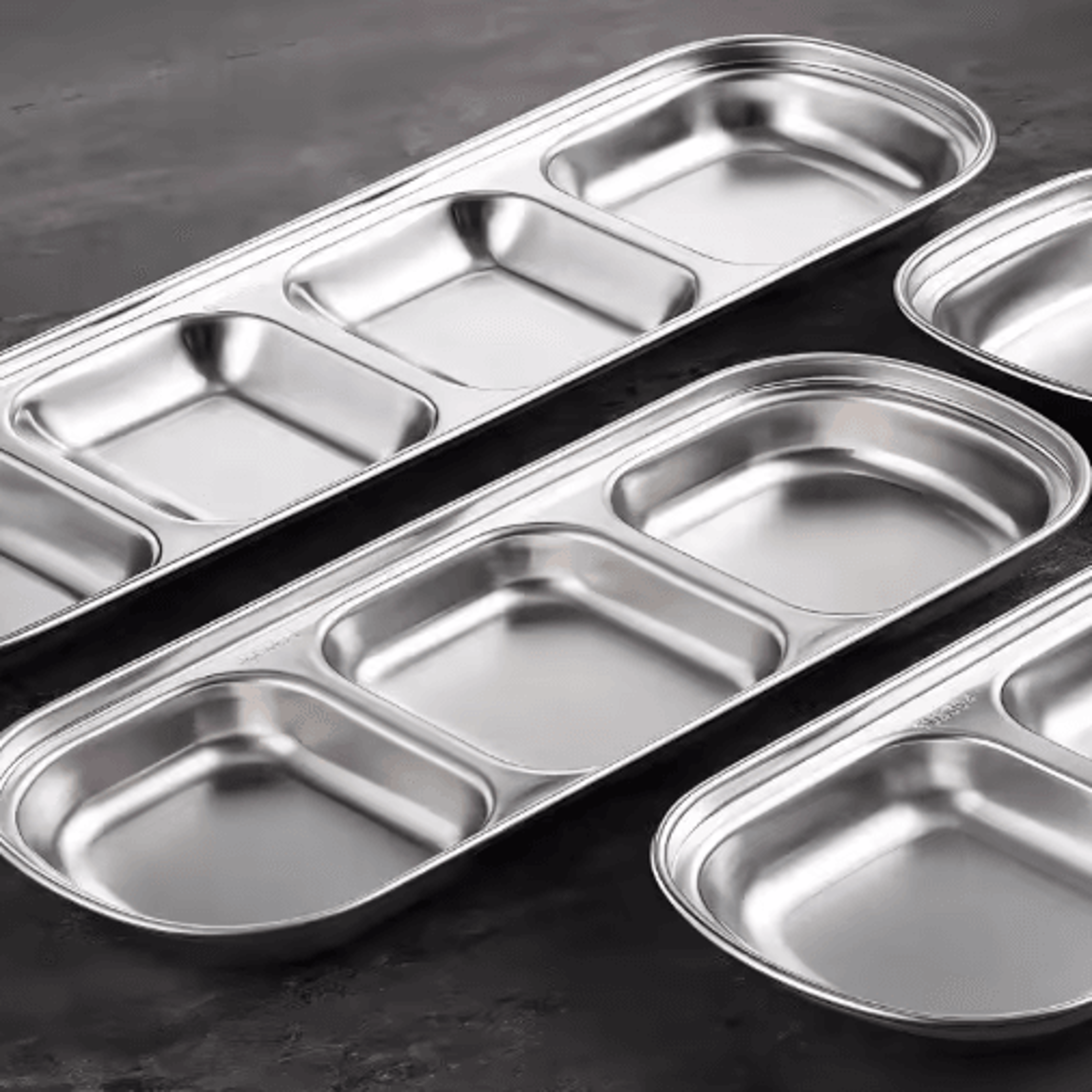 304 Stainless Steel 3Compartment Sauce Tray For BBQ  Serving 3