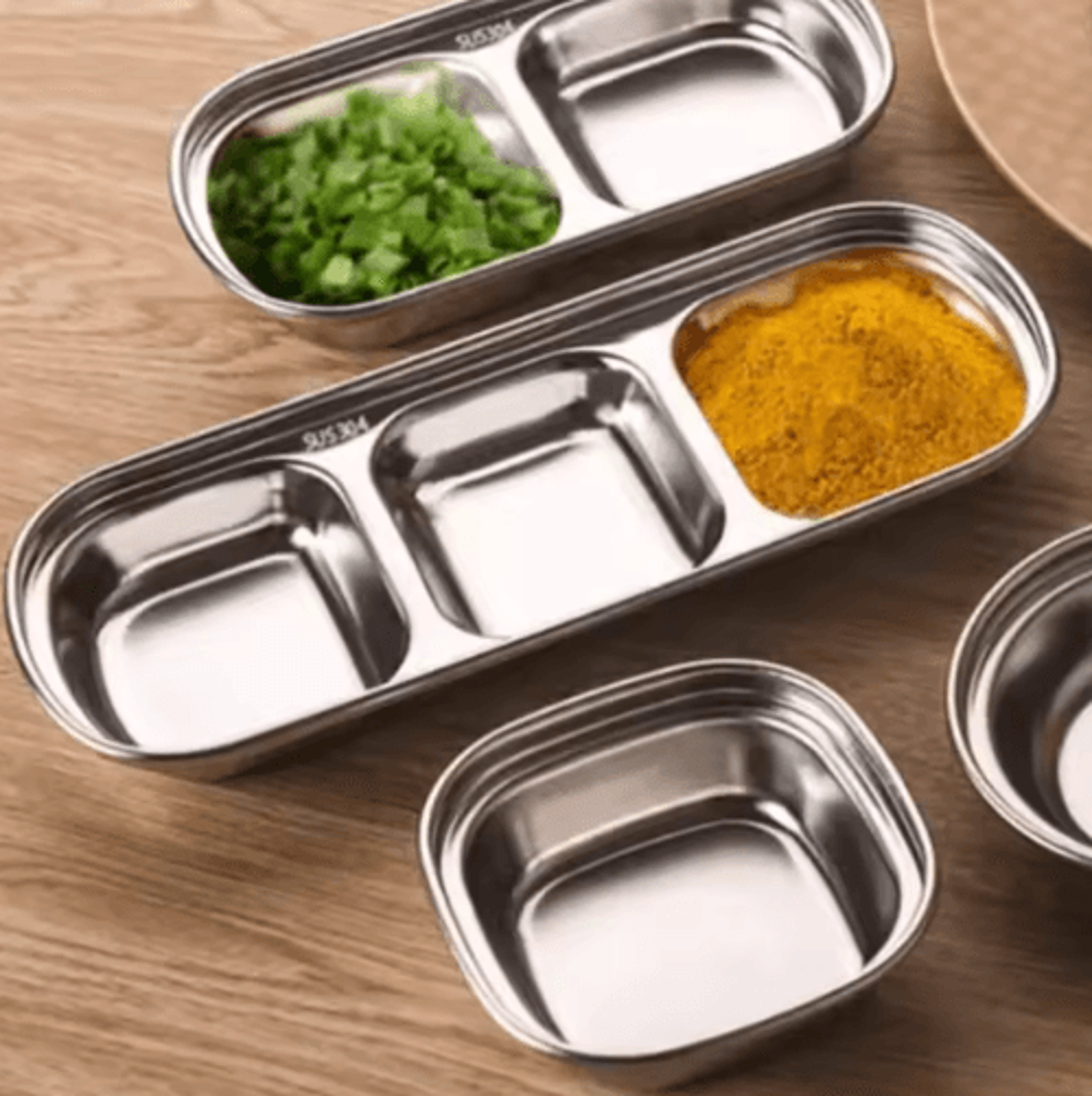 304 Stainless Steel 3Compartment Sauce Tray For BBQ  Serving 0