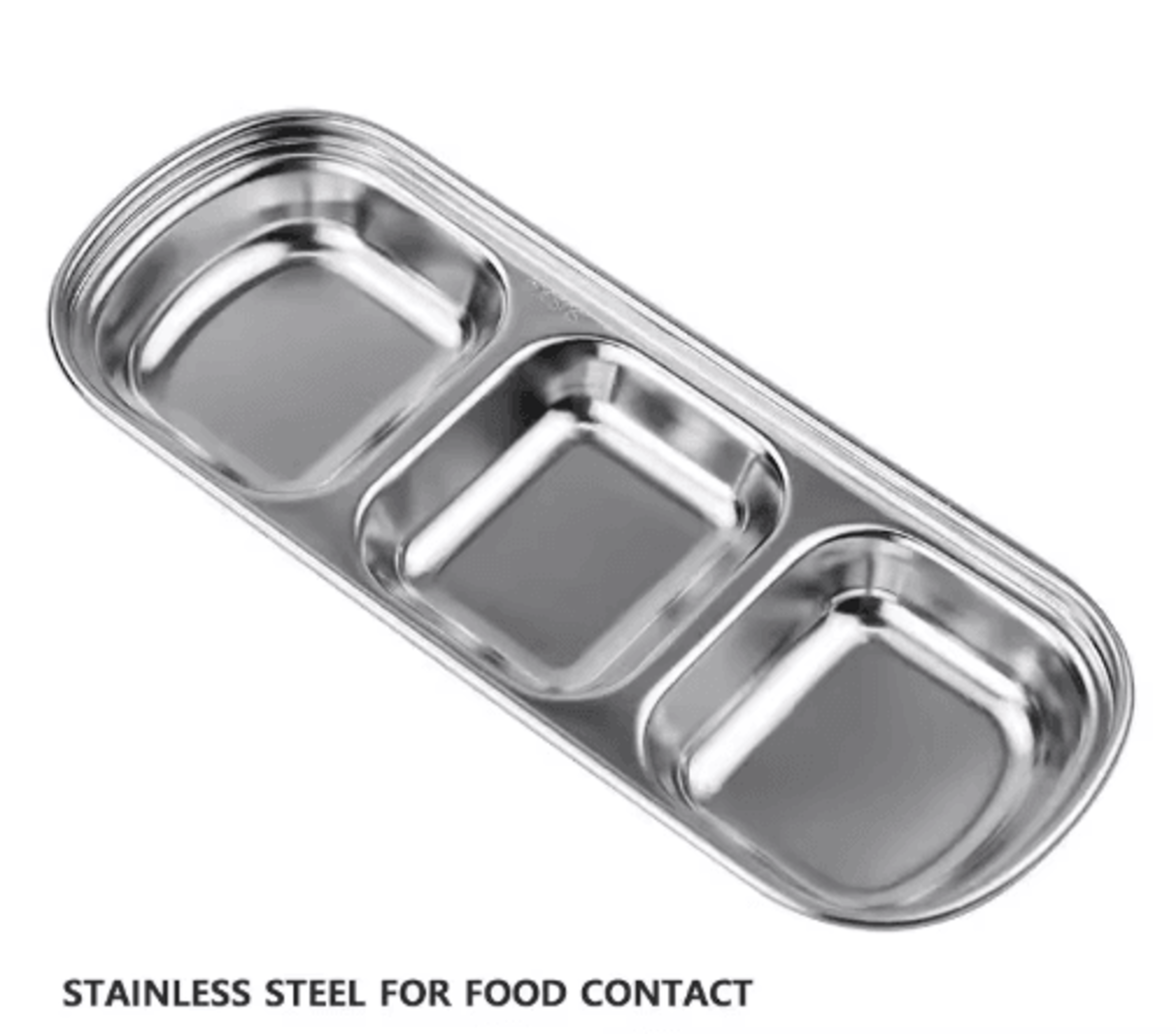 304 Stainless Steel 3Compartment Sauce Tray For BBQ  Serving 5