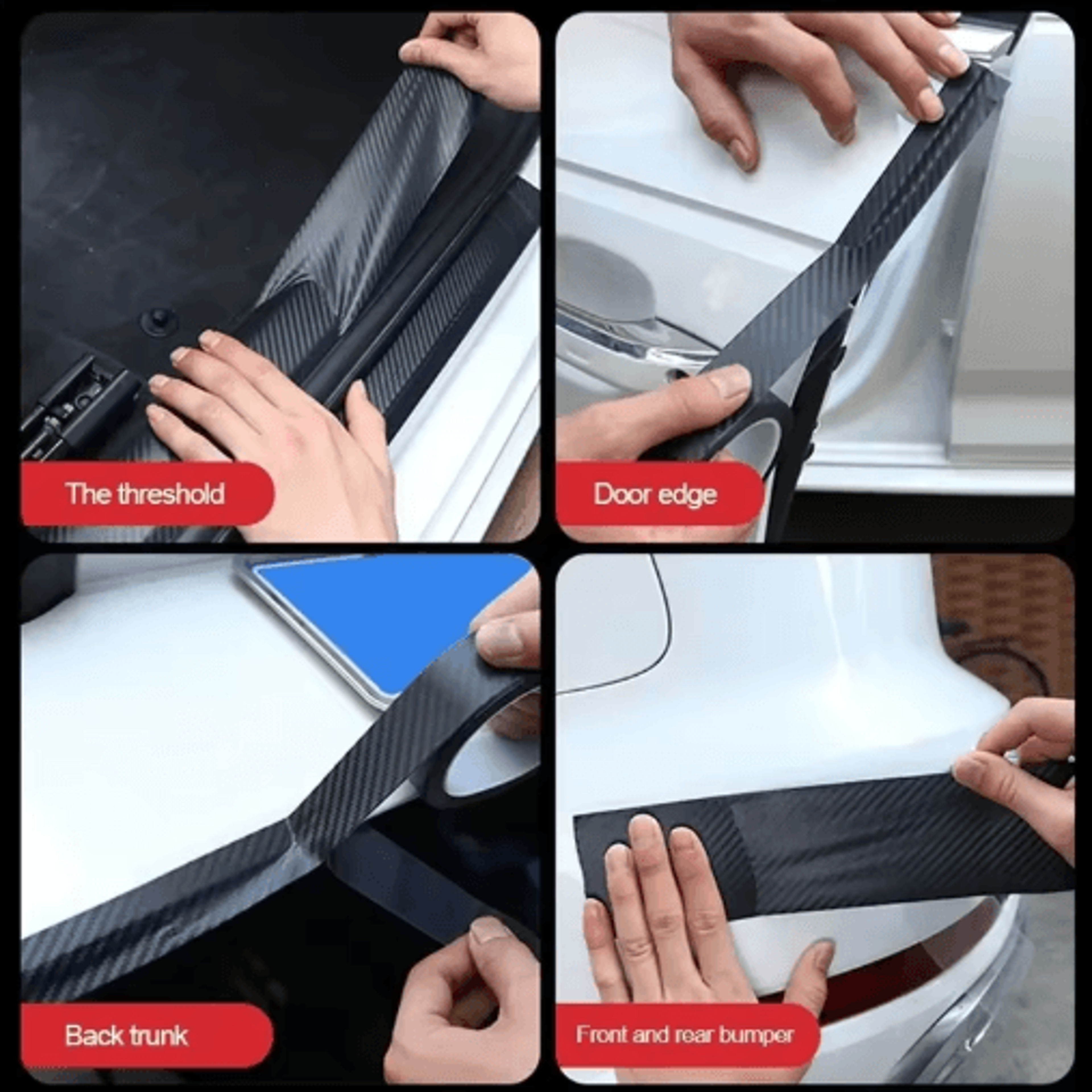 3D Carbon Fiber Car Door Sill Protector Film For Scratch  Wear Protection 6