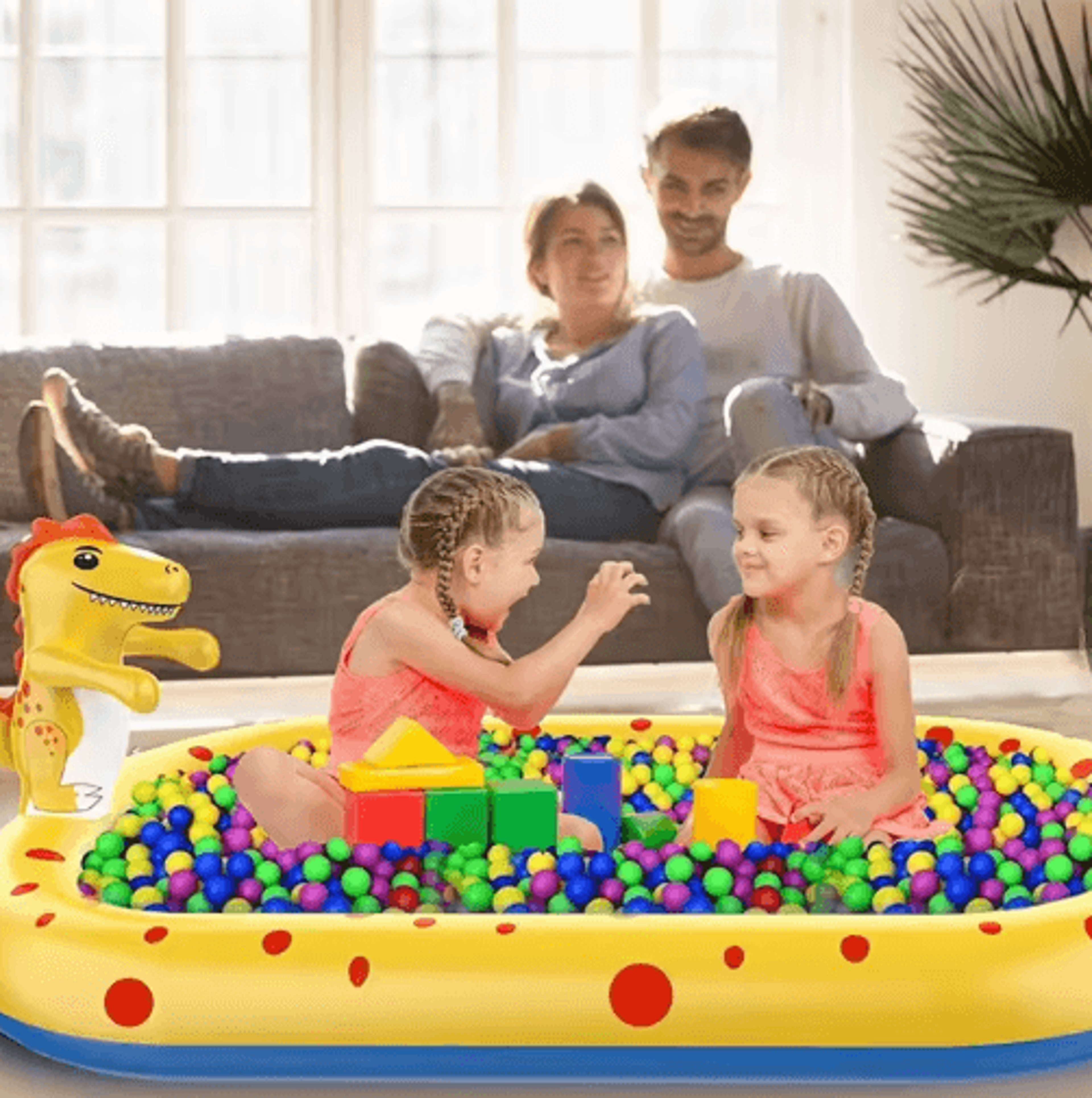 17M Inflatable Dinosaur Splash Pool  Kids Outdoor Sprinkler Play Mat Water Toy 3