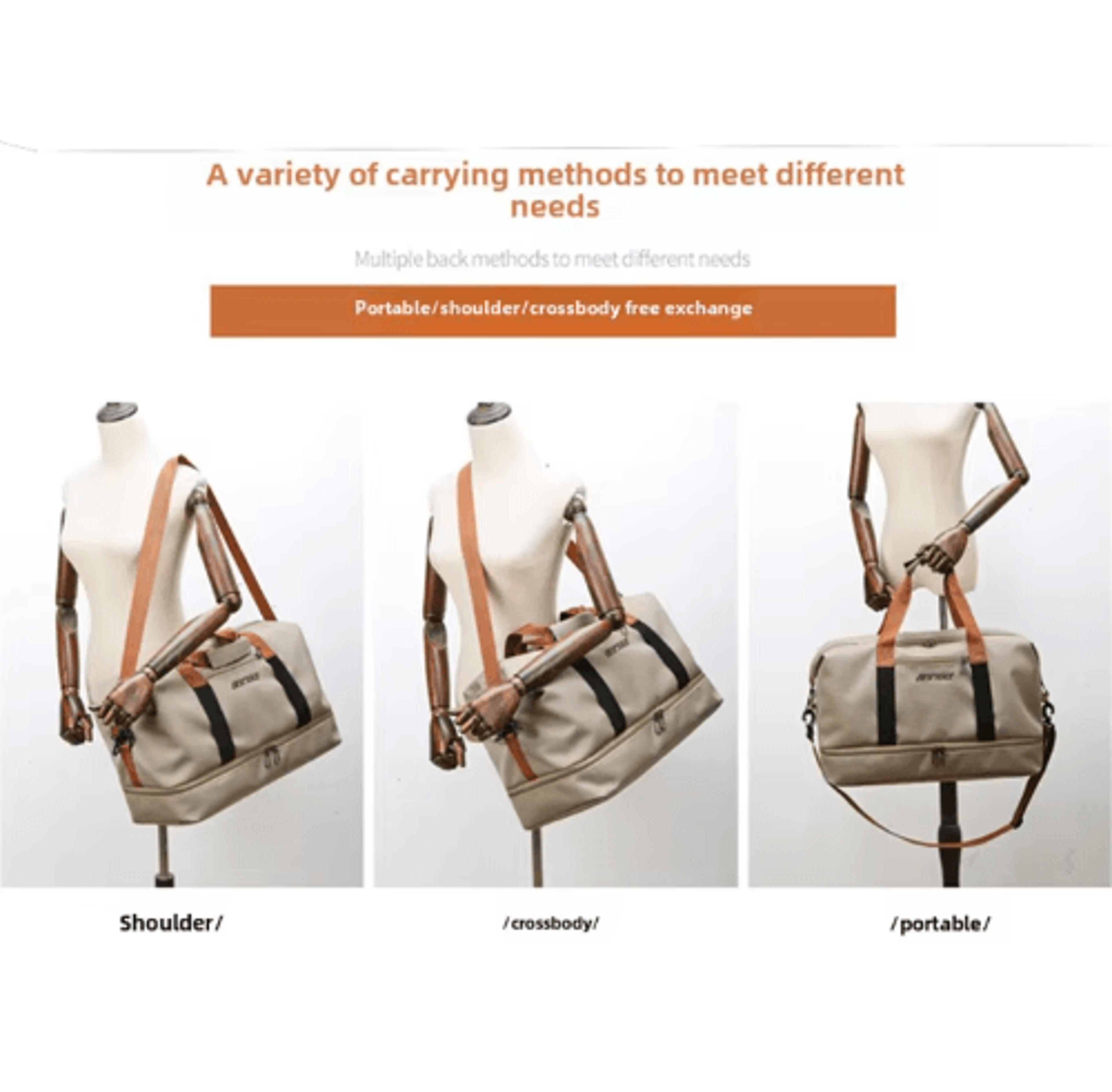 Expandable Travel Duffle Bag  Large Capacity Womens Gym  Overnight Shoulder Bag 7