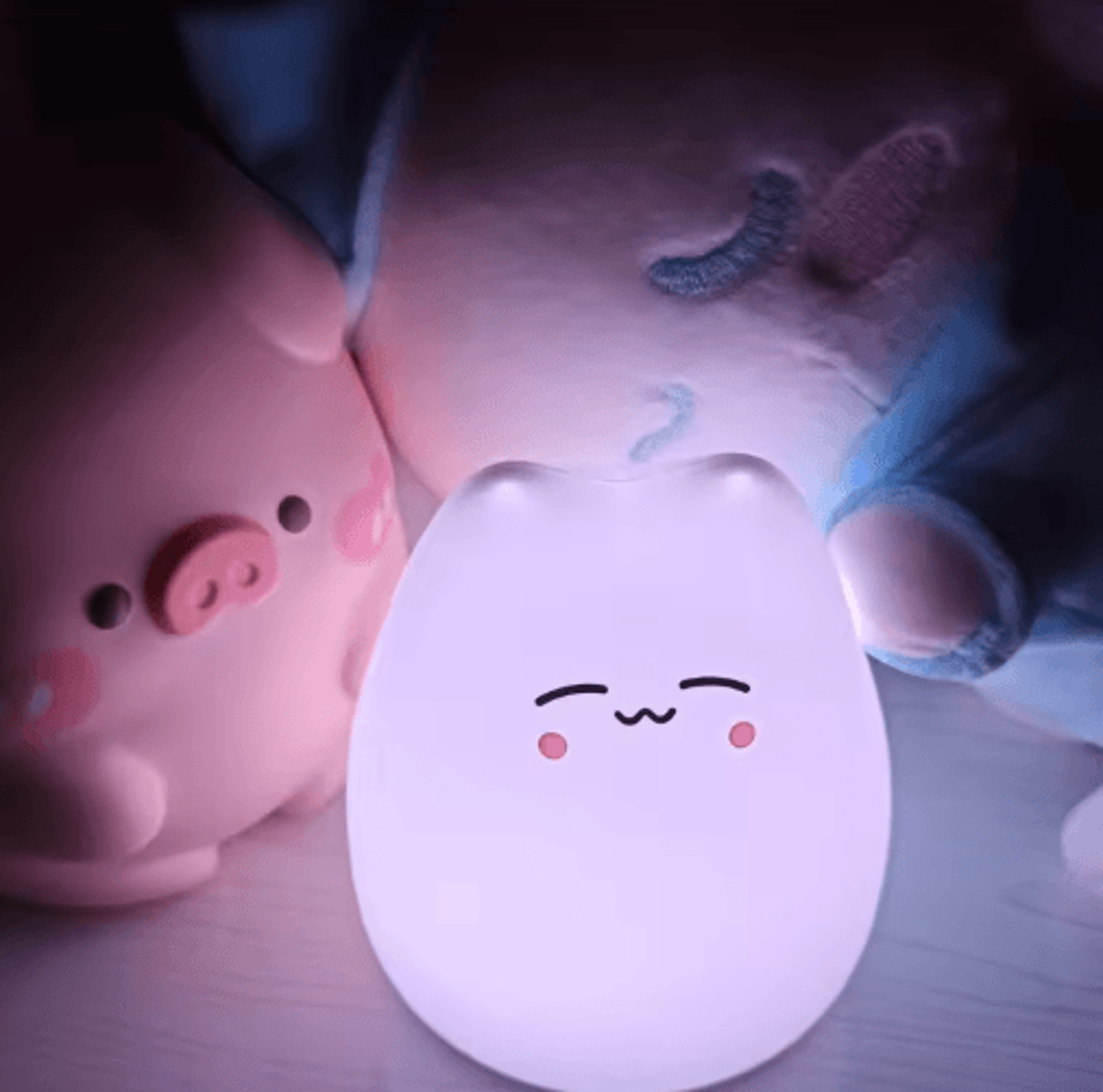 Cute Cat Night Light With Touch Control  7Color Changing Glow 6