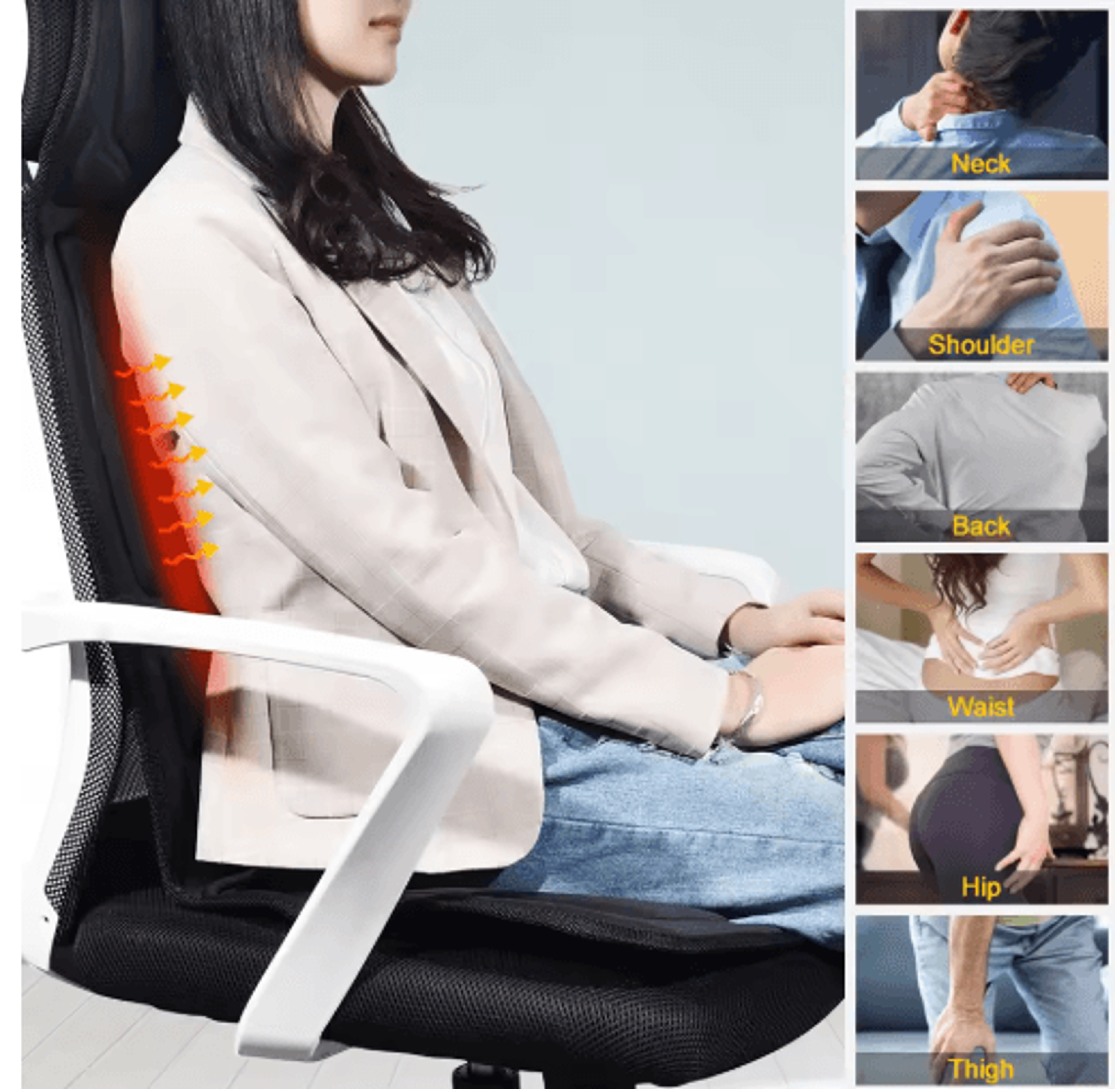 Heated Massage Chair Pad  Full Body Massage Seat Cushion For Neck Back  Lumbar Relief 2