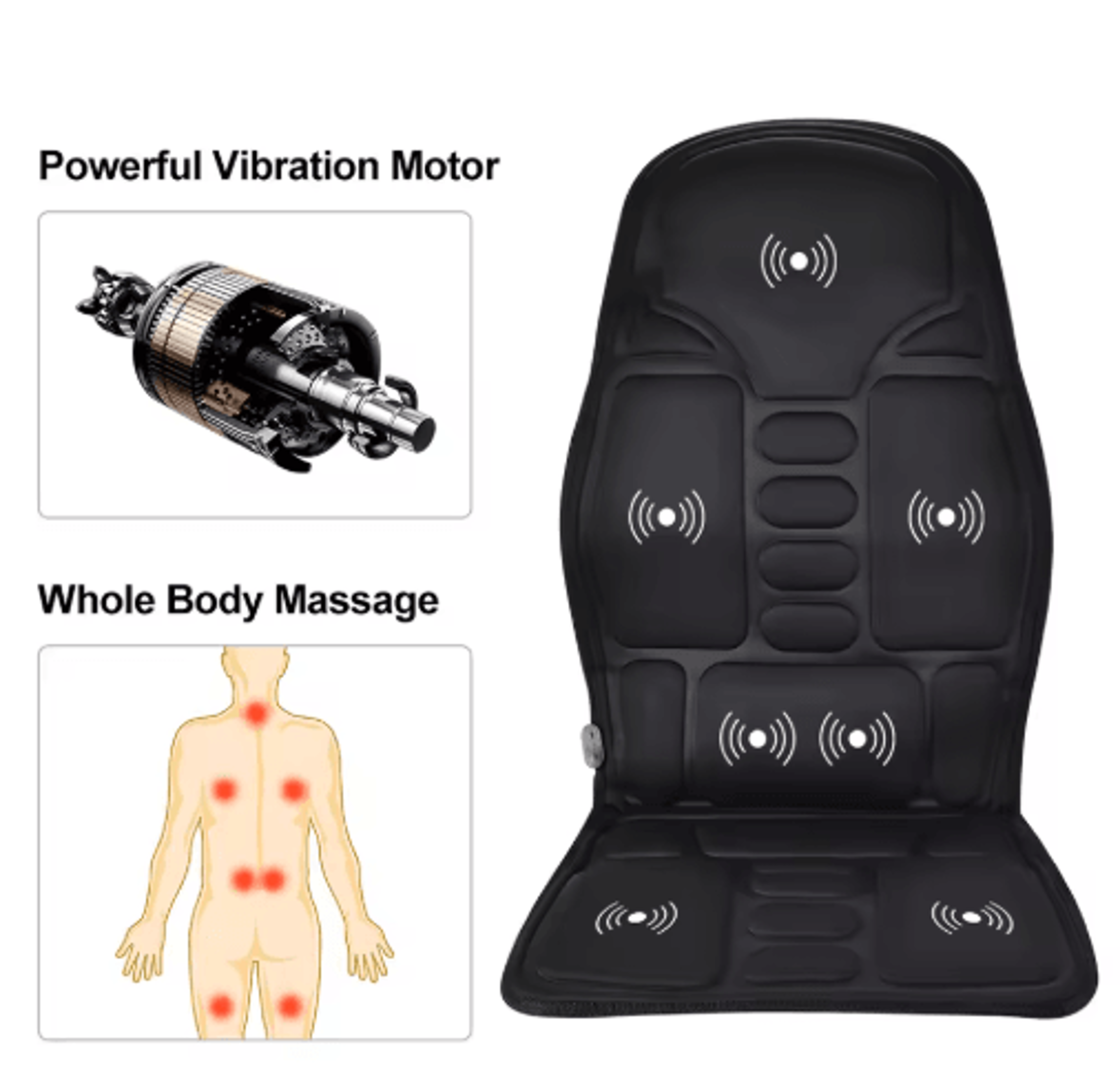 Heated Massage Chair Pad  Full Body Massage Seat Cushion For Neck Back  Lumbar Relief 5