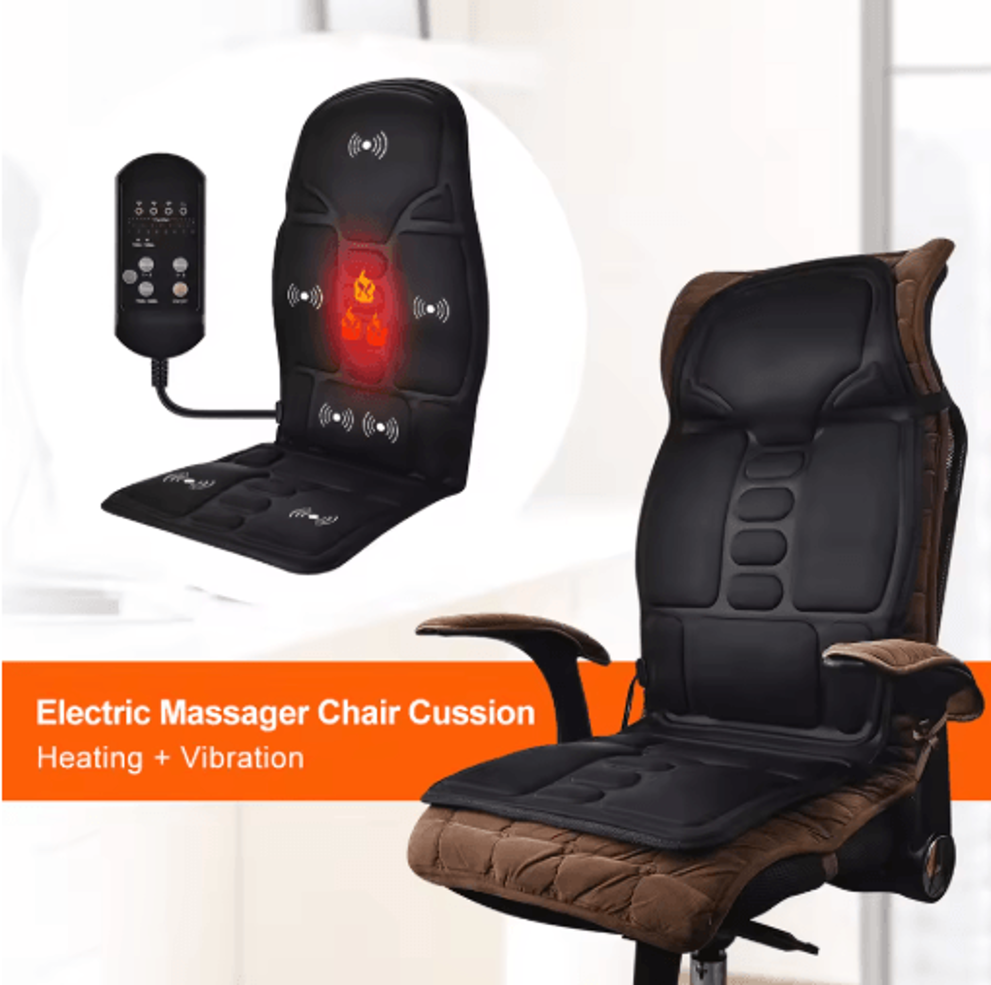 Heated Massage Chair Pad  Full Body Massage Seat Cushion For Neck Back  Lumbar Relief 0