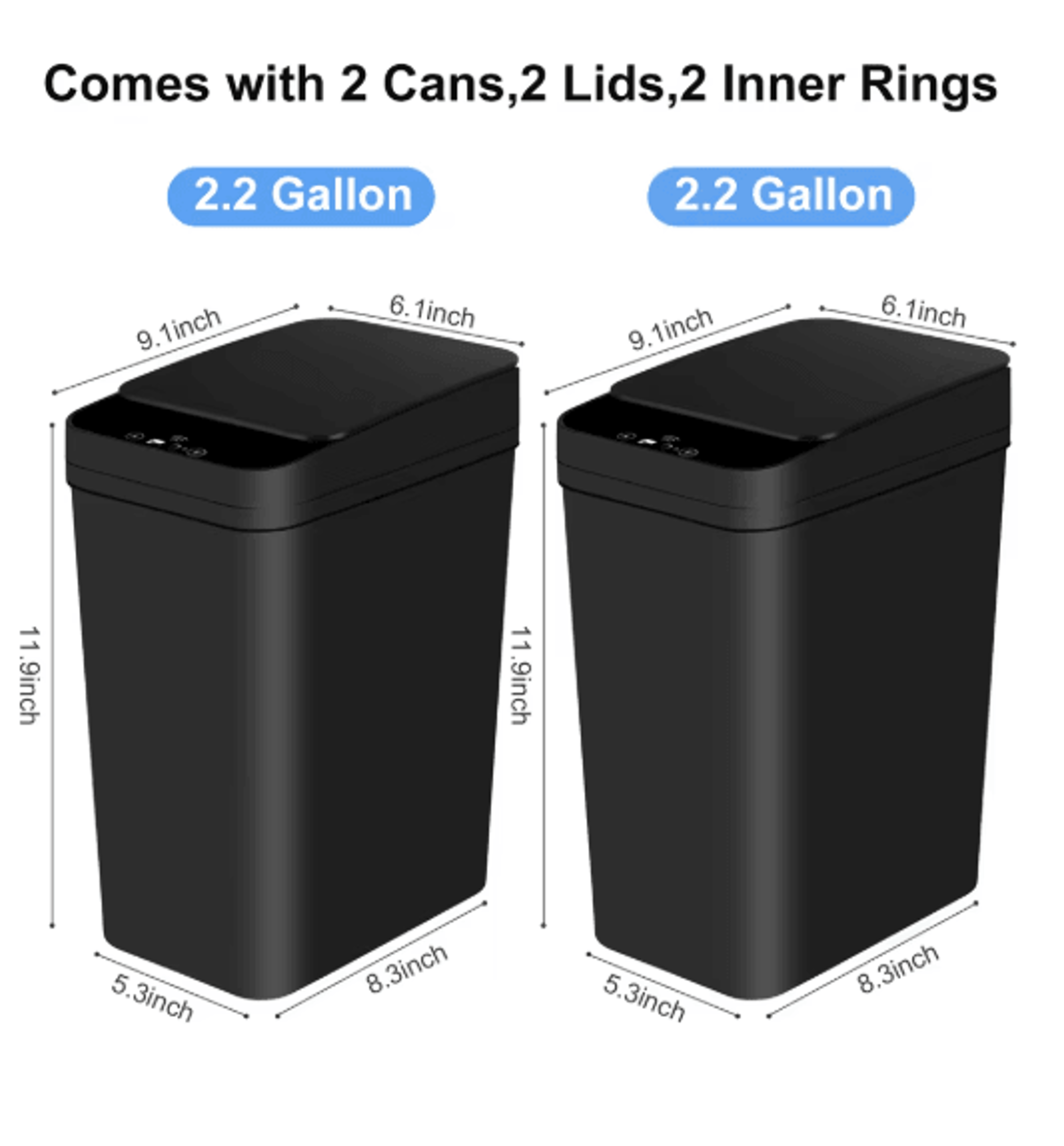 2 Pack 12L Automatic Trash Can Slim Touchless Trash Can With Motion Sensor Lid 5
