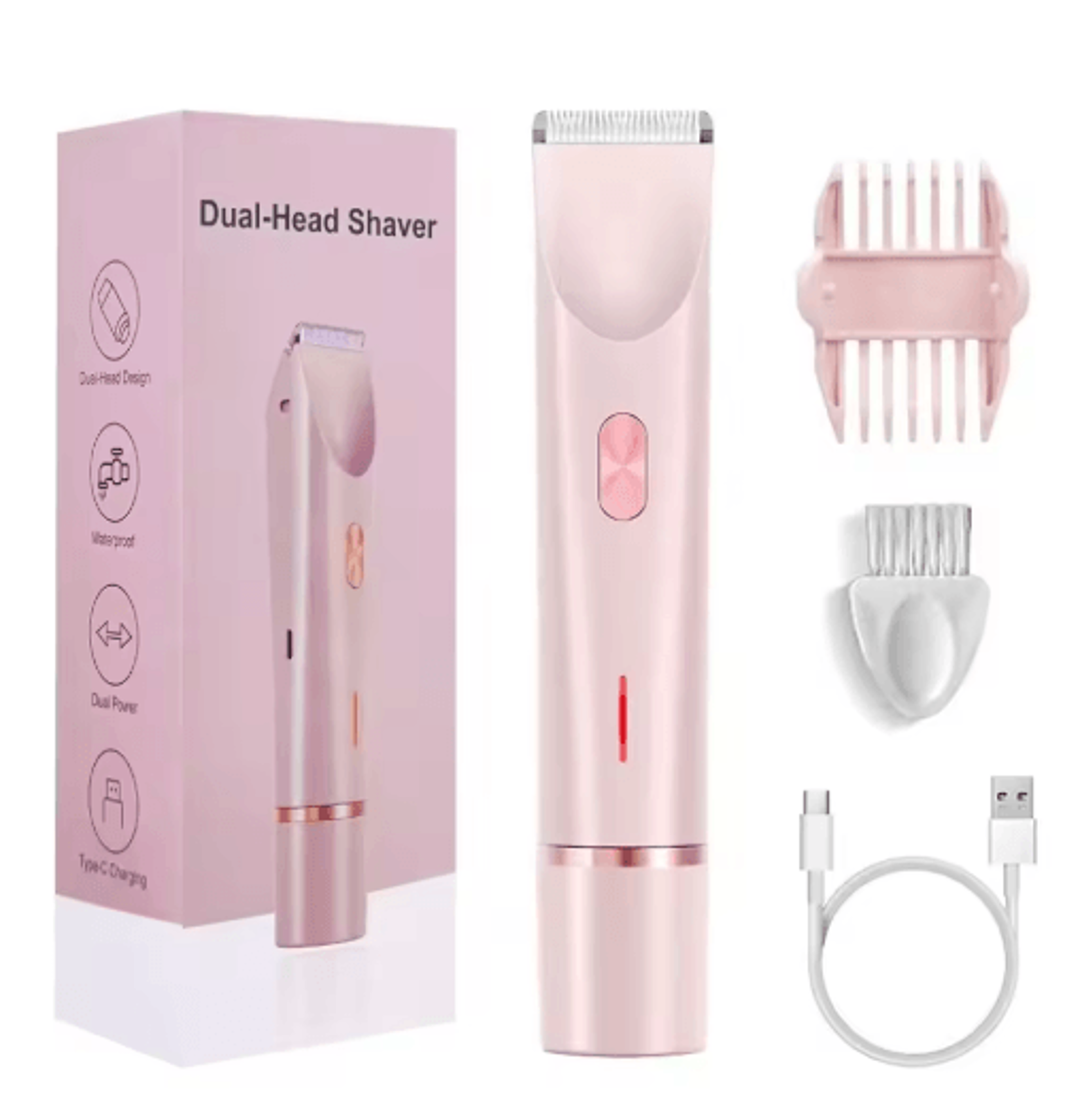 Mini Waterproof Rechargeable Womens Electric Shaver Dual Head Bikini Trimmer  Body Hair Remover 3