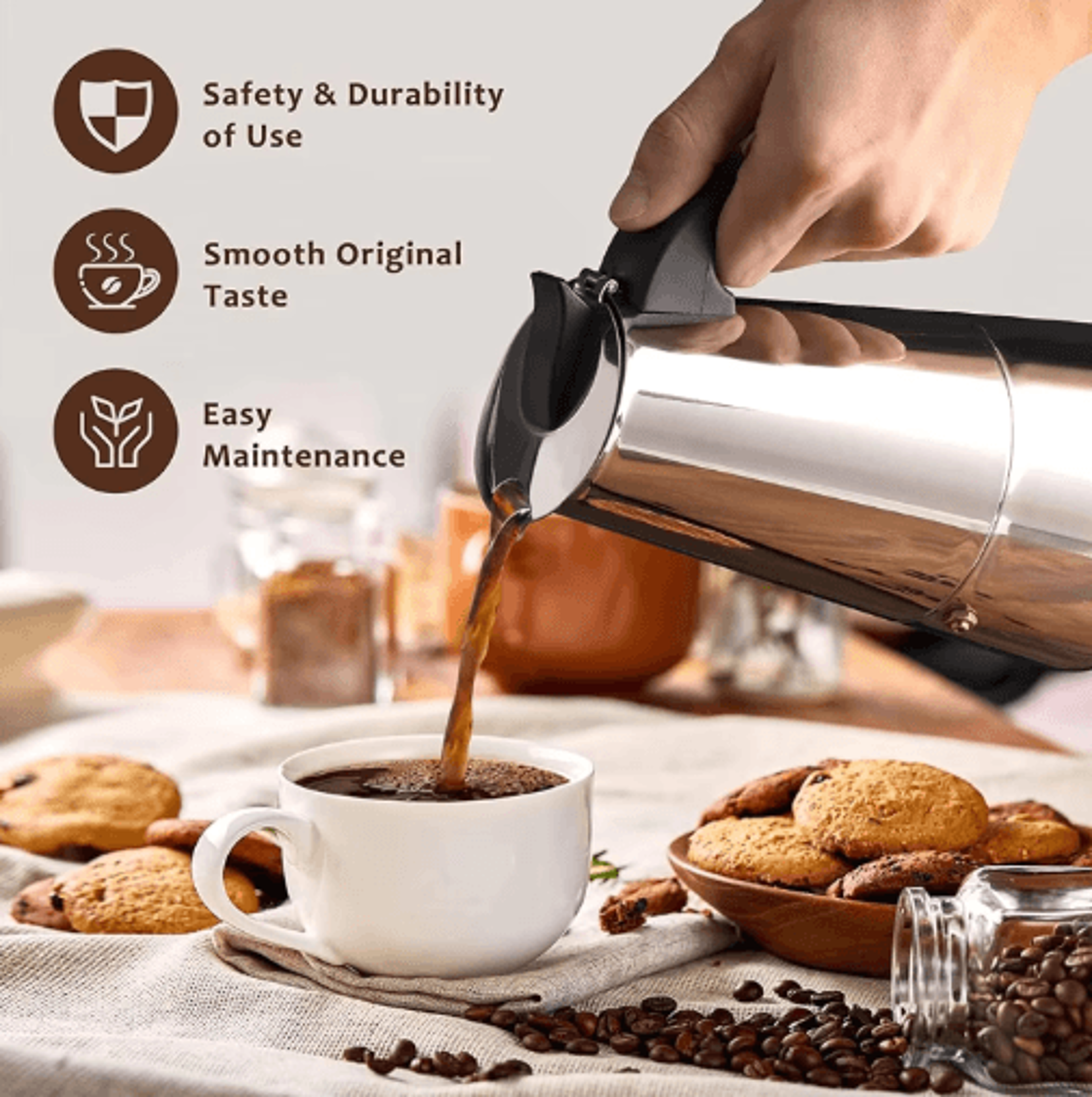 Stovetop Moka Pot Espresso Maker  469 Cup Italian Coffee Percolator 5