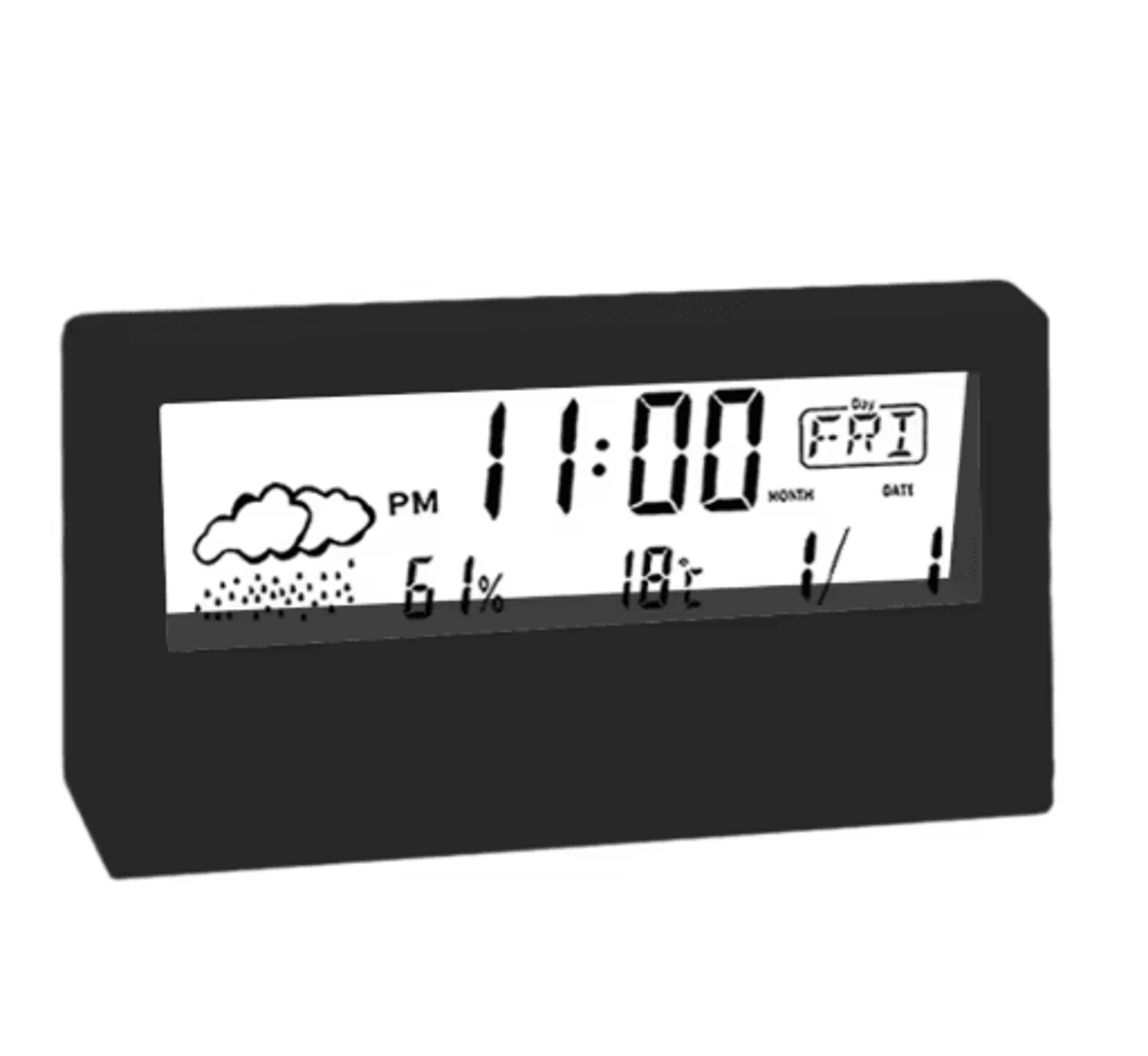 Digital ThermoHygrometer Alarm Clock With Weather Display For Desktop Decor 2