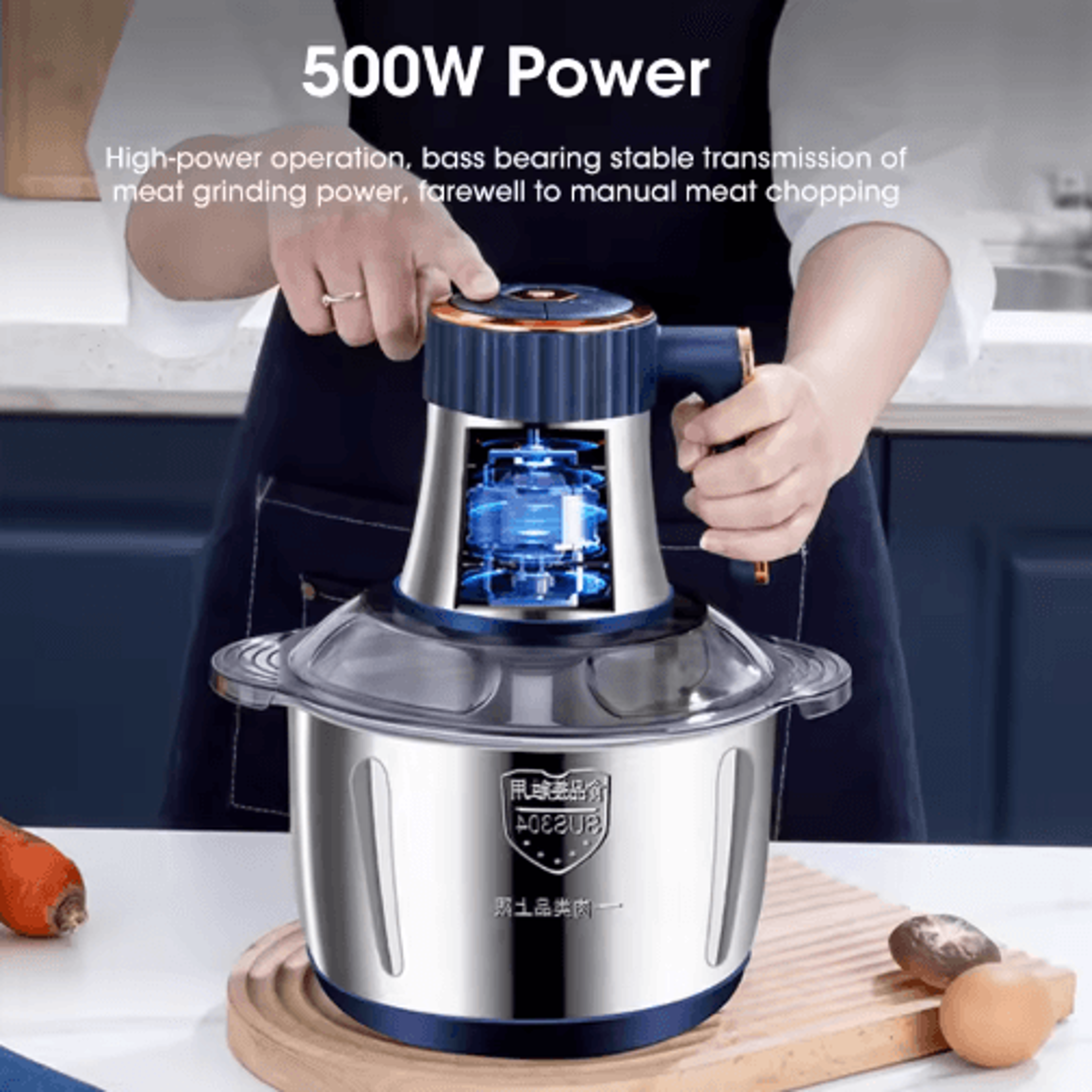 5L Electric Meat Grinder  Food Processor  Stainless Steel Multifunction Chopper 2