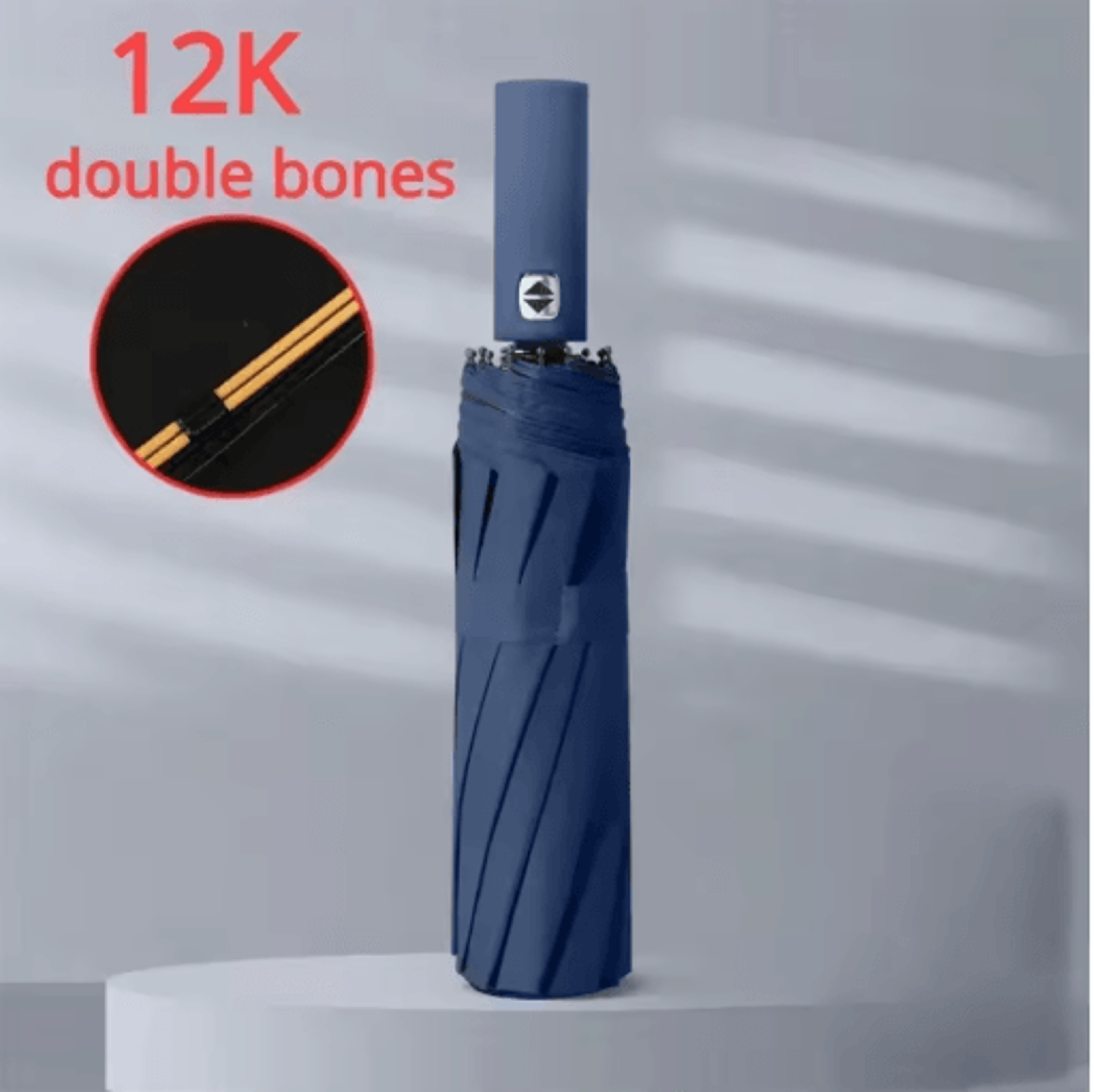 12Bone Automatic Folding Umbrella Windproof UV Protection Compact Travel Umbrella 3