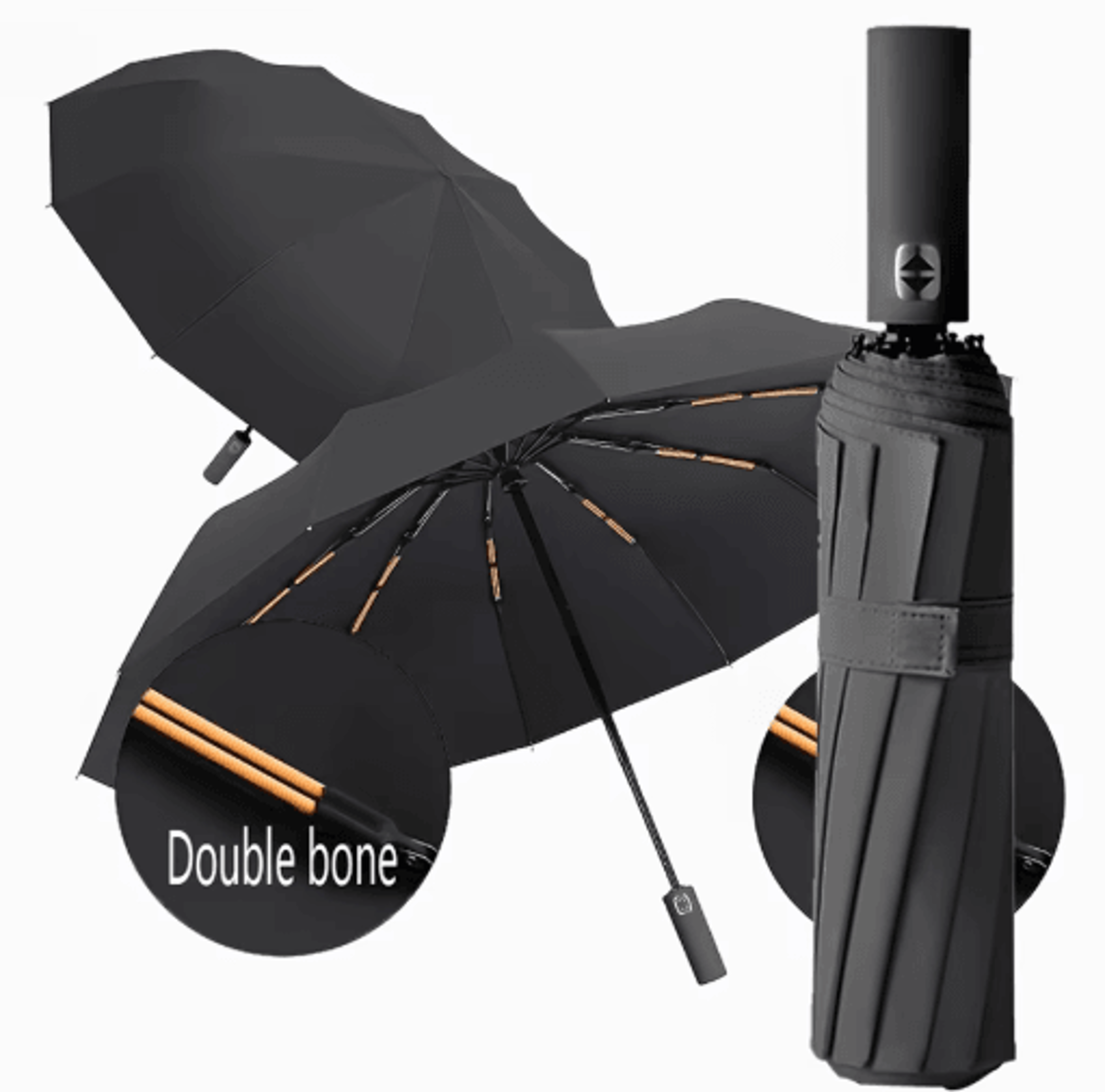12Bone Automatic Folding Umbrella Windproof UV Protection Compact Travel Umbrella 0