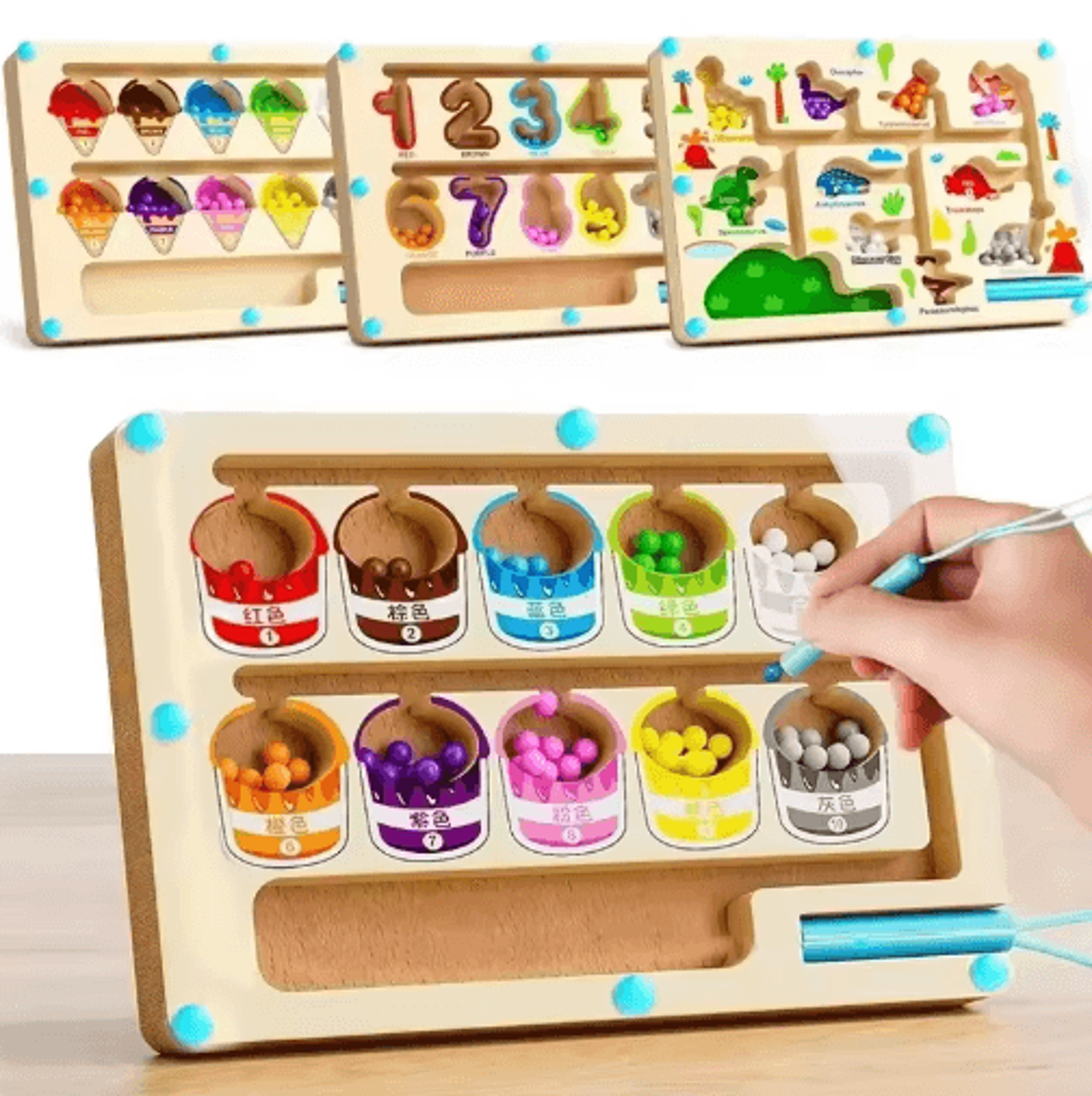 Montessori Magnetic Color Sorting Maze  Wooden Educational Sensory Toy For Kids 0