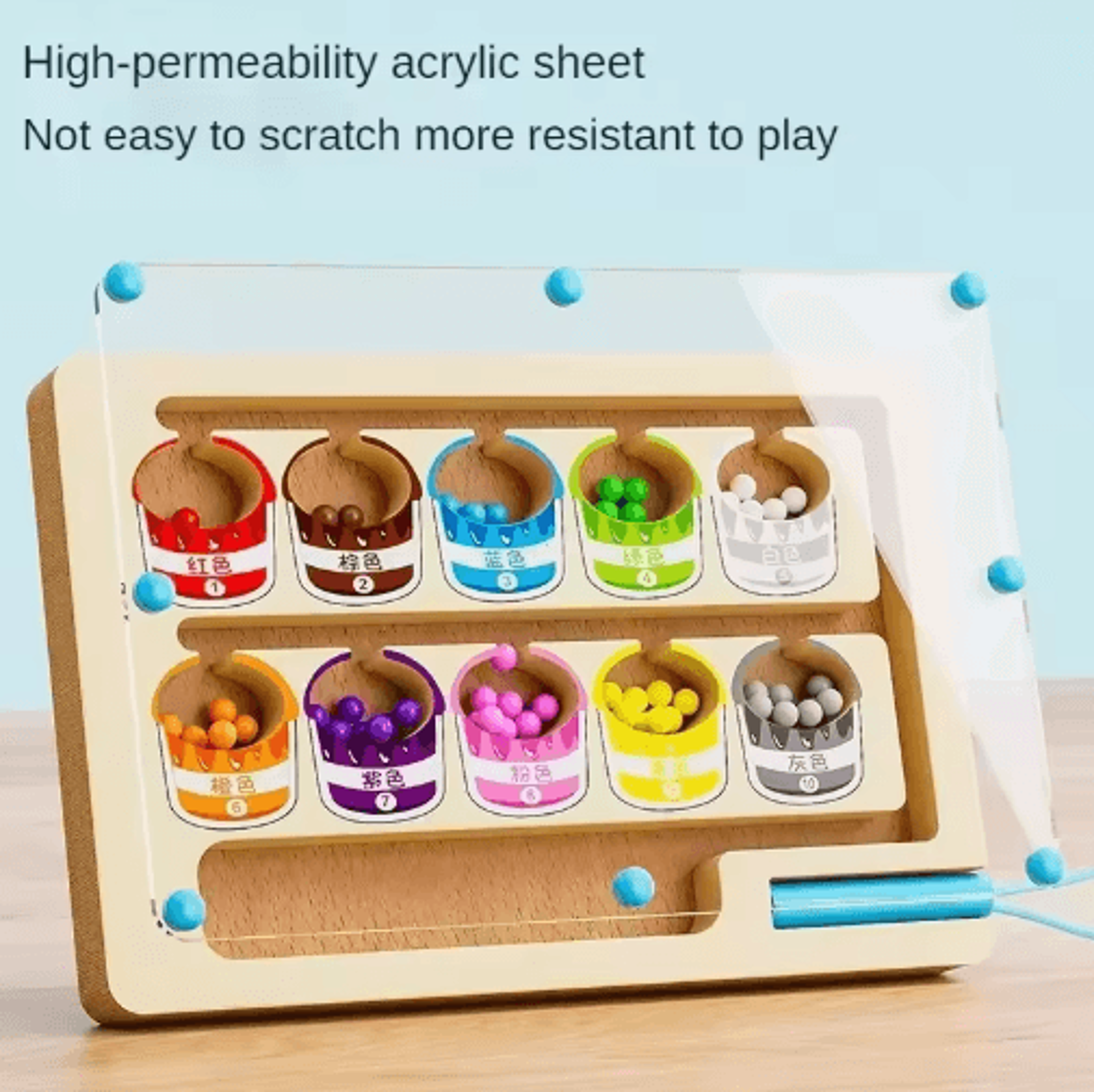Montessori Magnetic Color Sorting Maze  Wooden Educational Sensory Toy For Kids 6