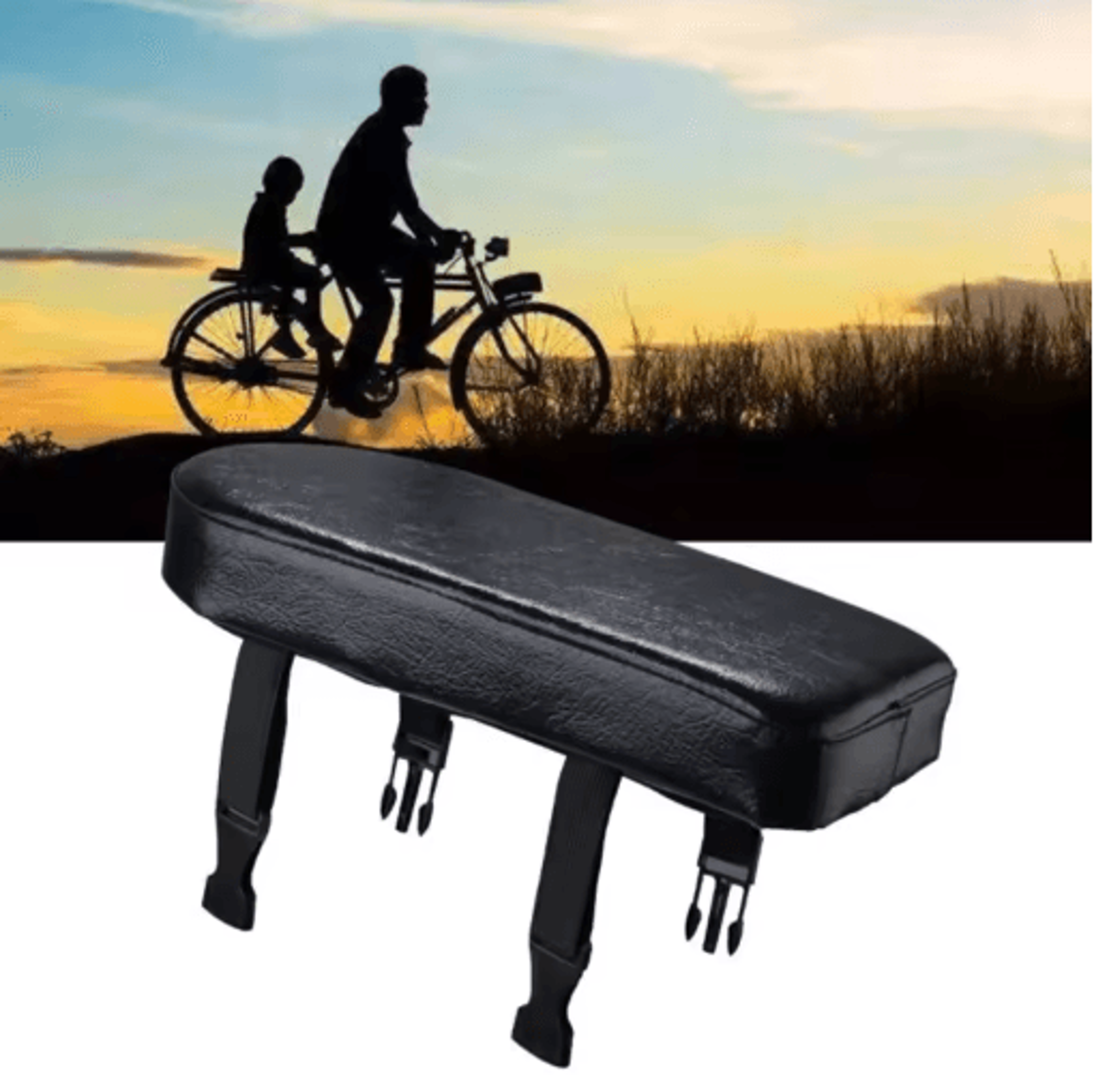 RideComfort Rear Bike Seat Cushion Set Passenger Backrest  Foot Pedal Kit 2