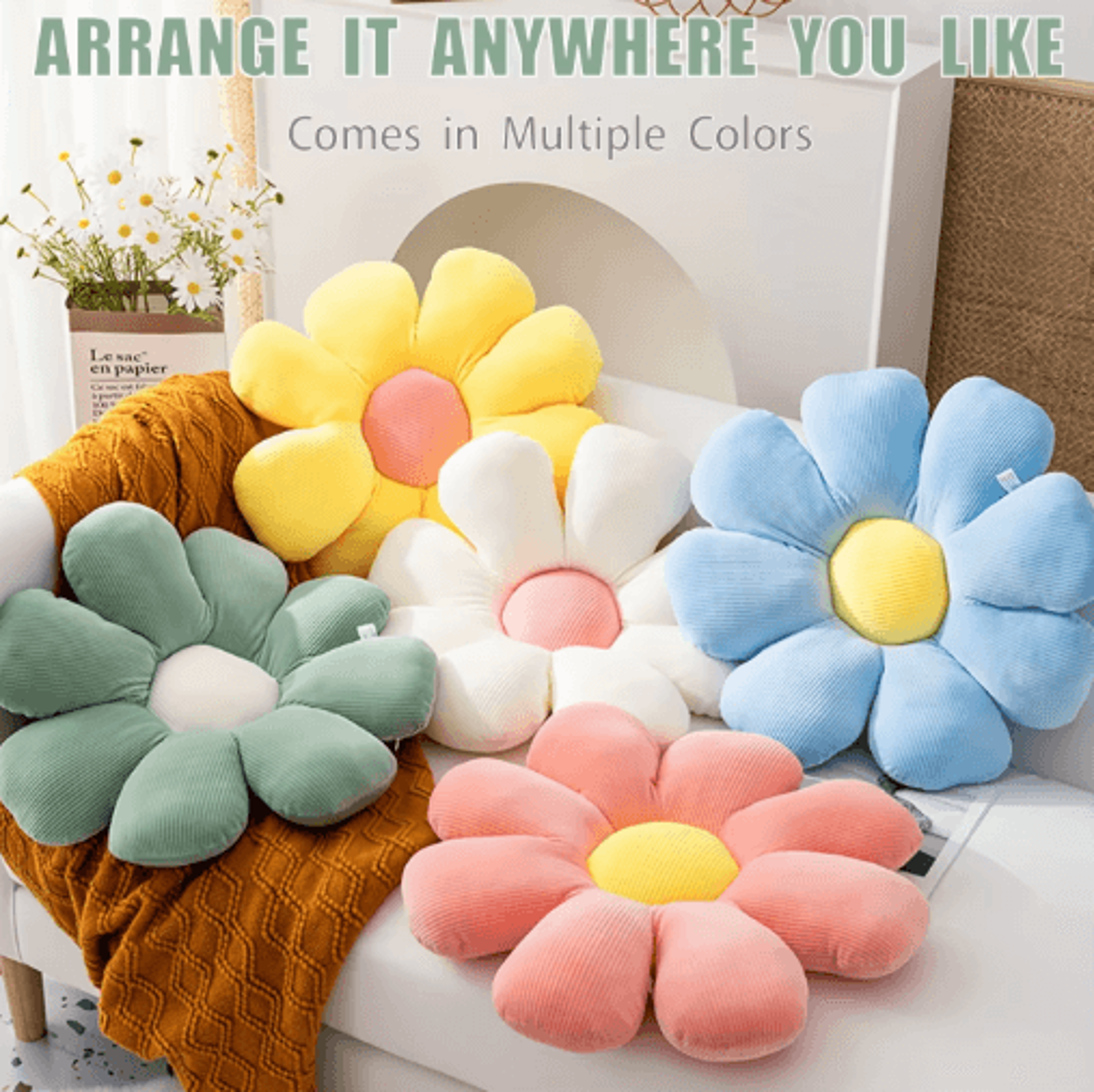Sunflower Plush Cushion  Cute Daisy Floor Pillow  Seat Mat 6
