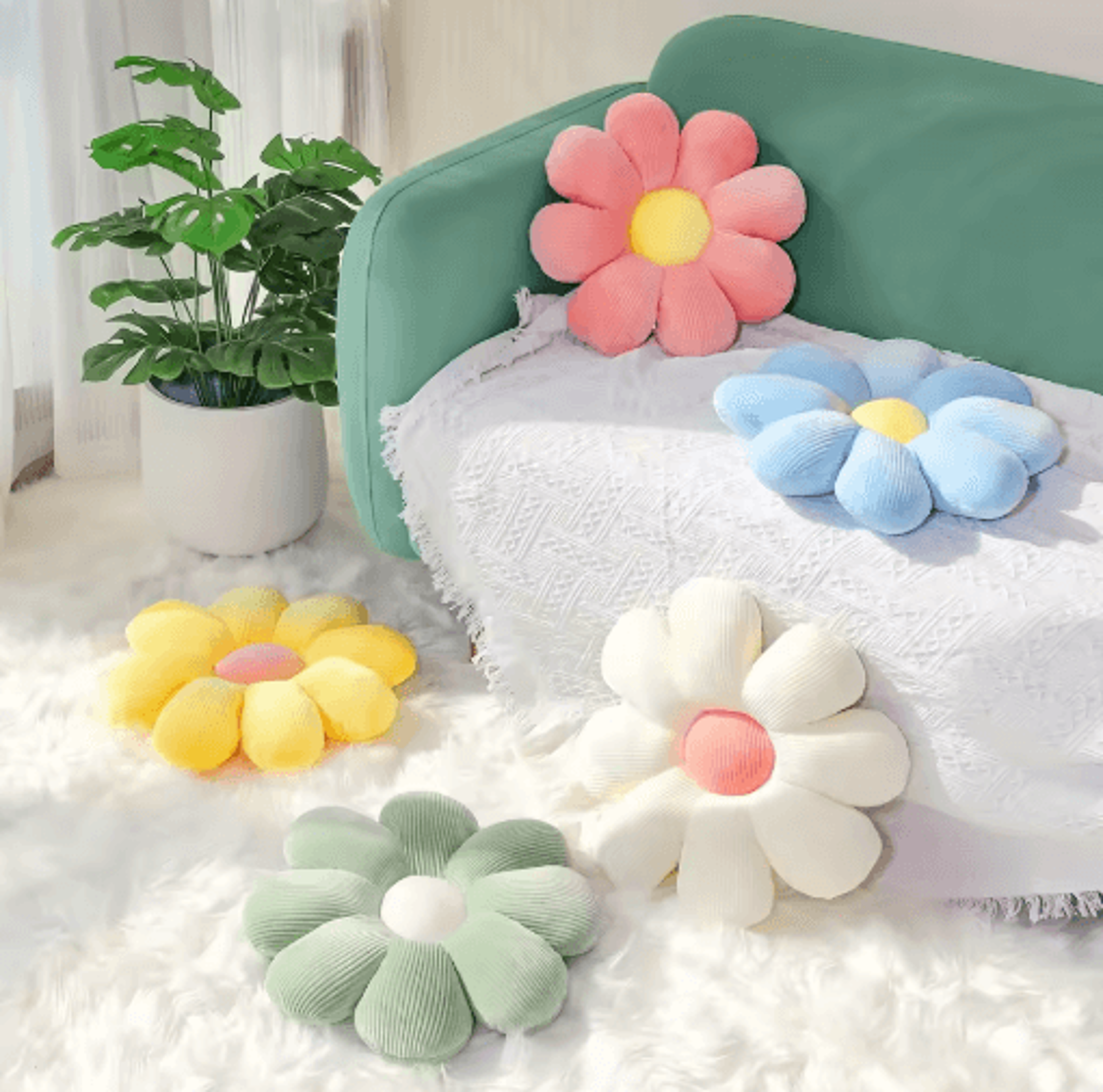 Sunflower Plush Cushion  Cute Daisy Floor Pillow  Seat Mat 9