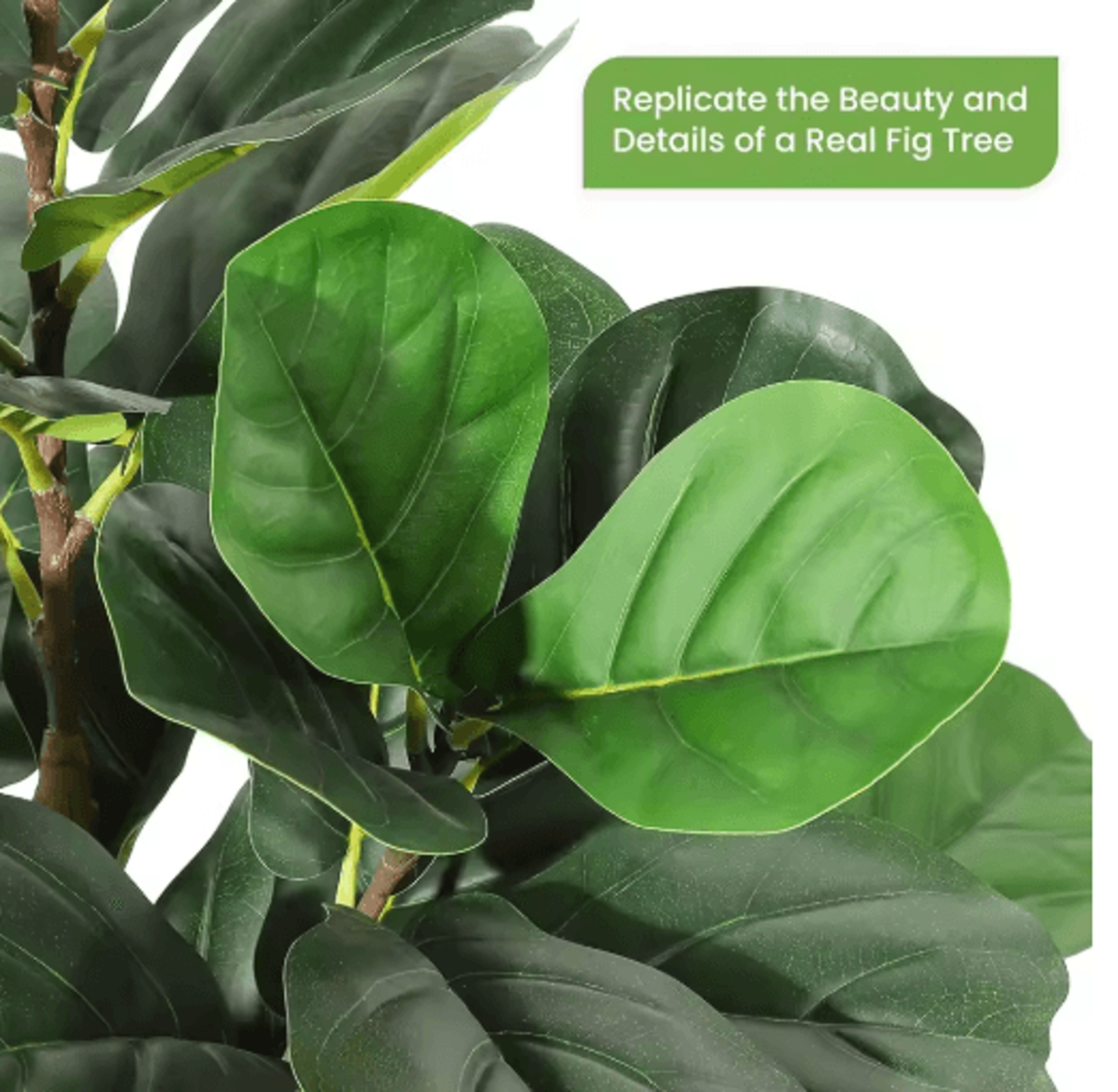 Artificial Fiddle Leaf Fig Tree With Pot Tall Faux Indoor Plant For Home Decor 57 FT 4